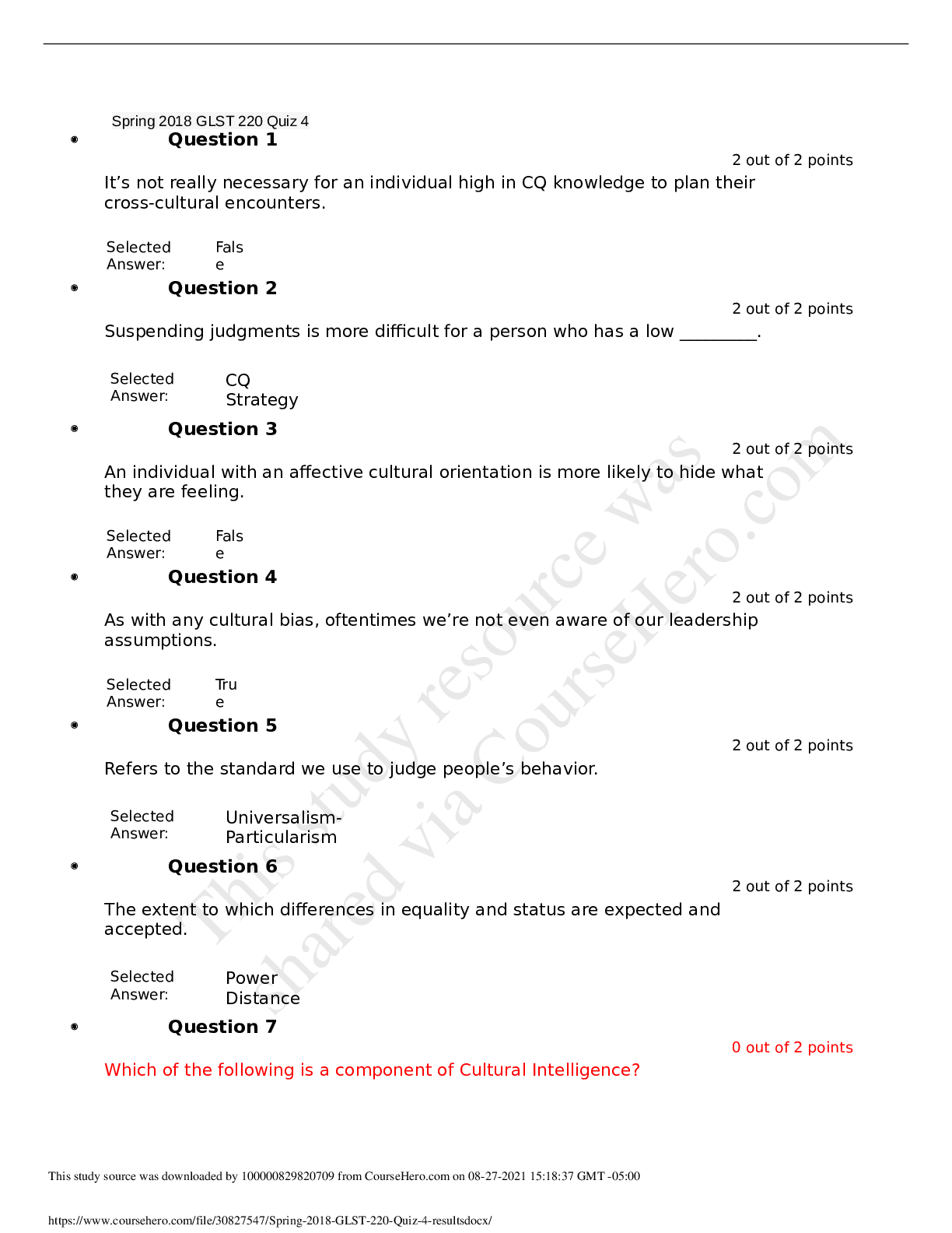 Preview image for Liberty University GLST 200 Quiz 4 GRADE A ASSURED