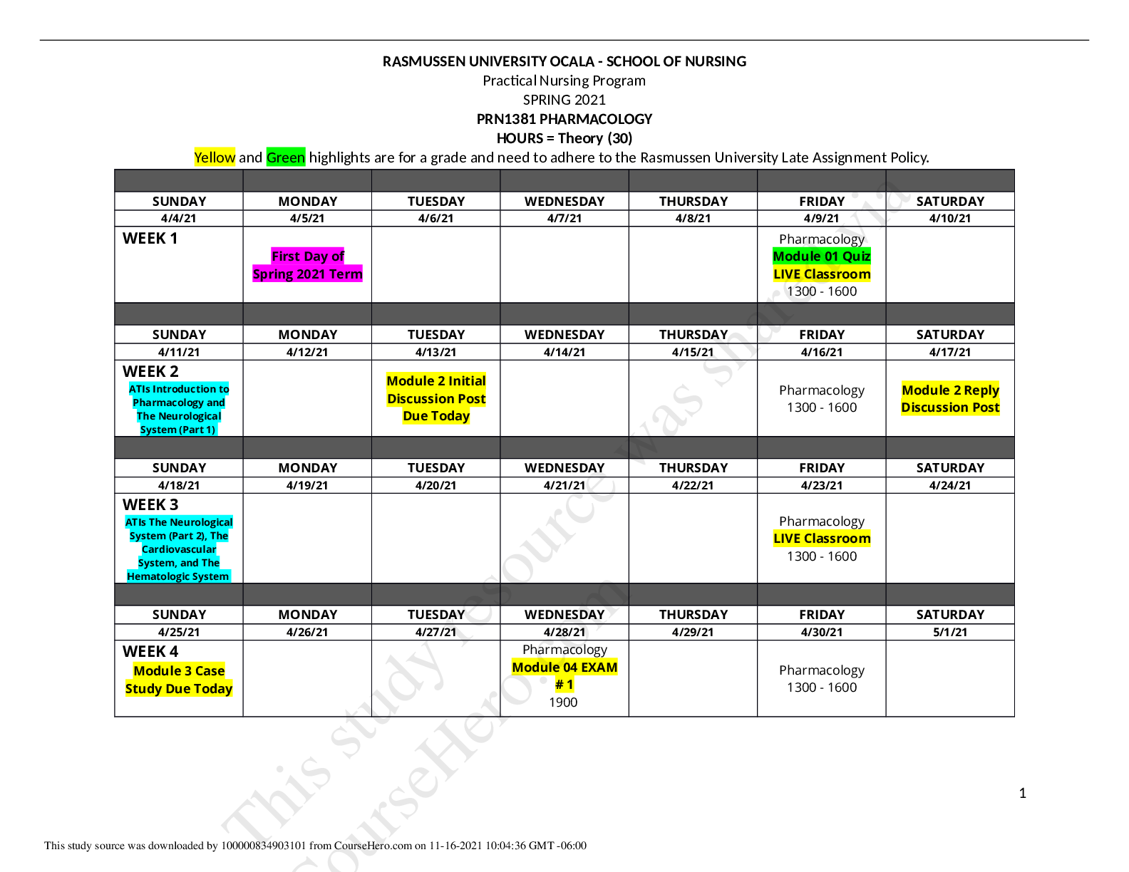 Preview image for Spring_PRN1381_Pharmacology_Calendar(2).docx