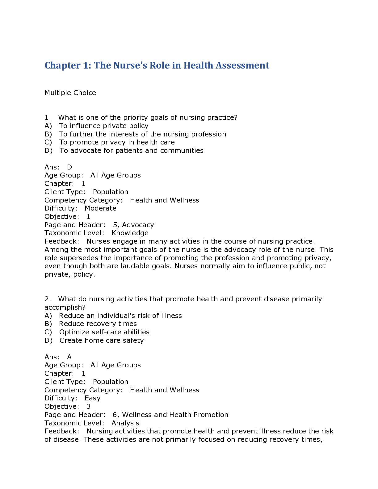 Canadian Nursing Health Assessment 2nd Canadian Edition, A Best Practice Approach, by Stephen, Skillen | TEST BANK