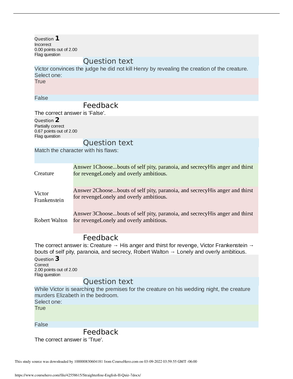 Preview of Straighterline ENG 102 Straighterline- English II Quiz 7