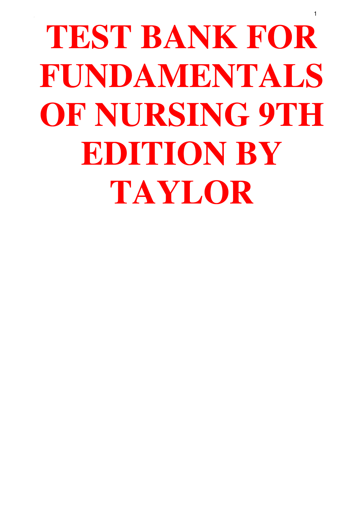 Preview image for Test Bank - Fundamentals of Nursing (9th Edition by Taylor) Strawberry Pie