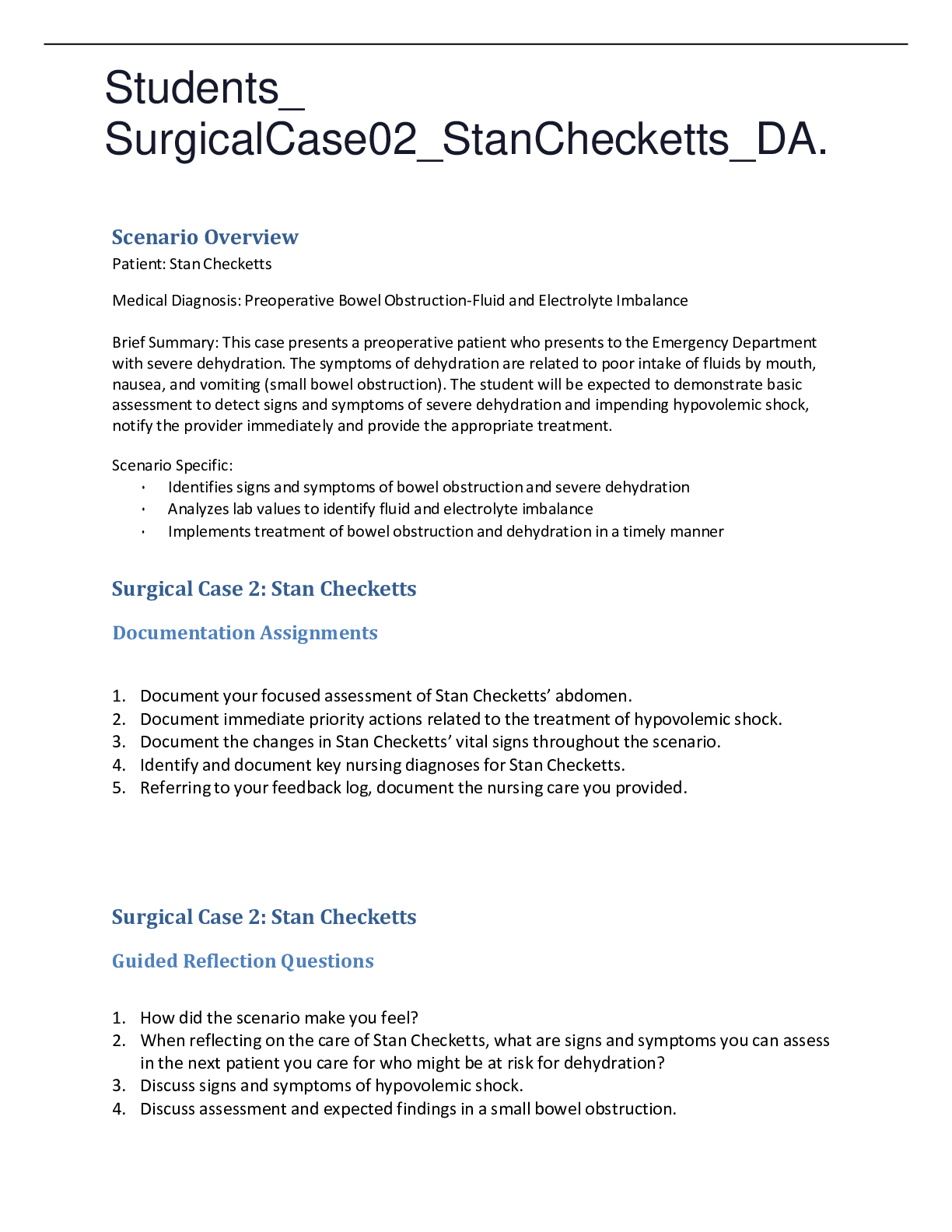 Preview of Students_ SurgicalCase02_StanChecketts_DA.,WELL EXPLAINED GRADED A.