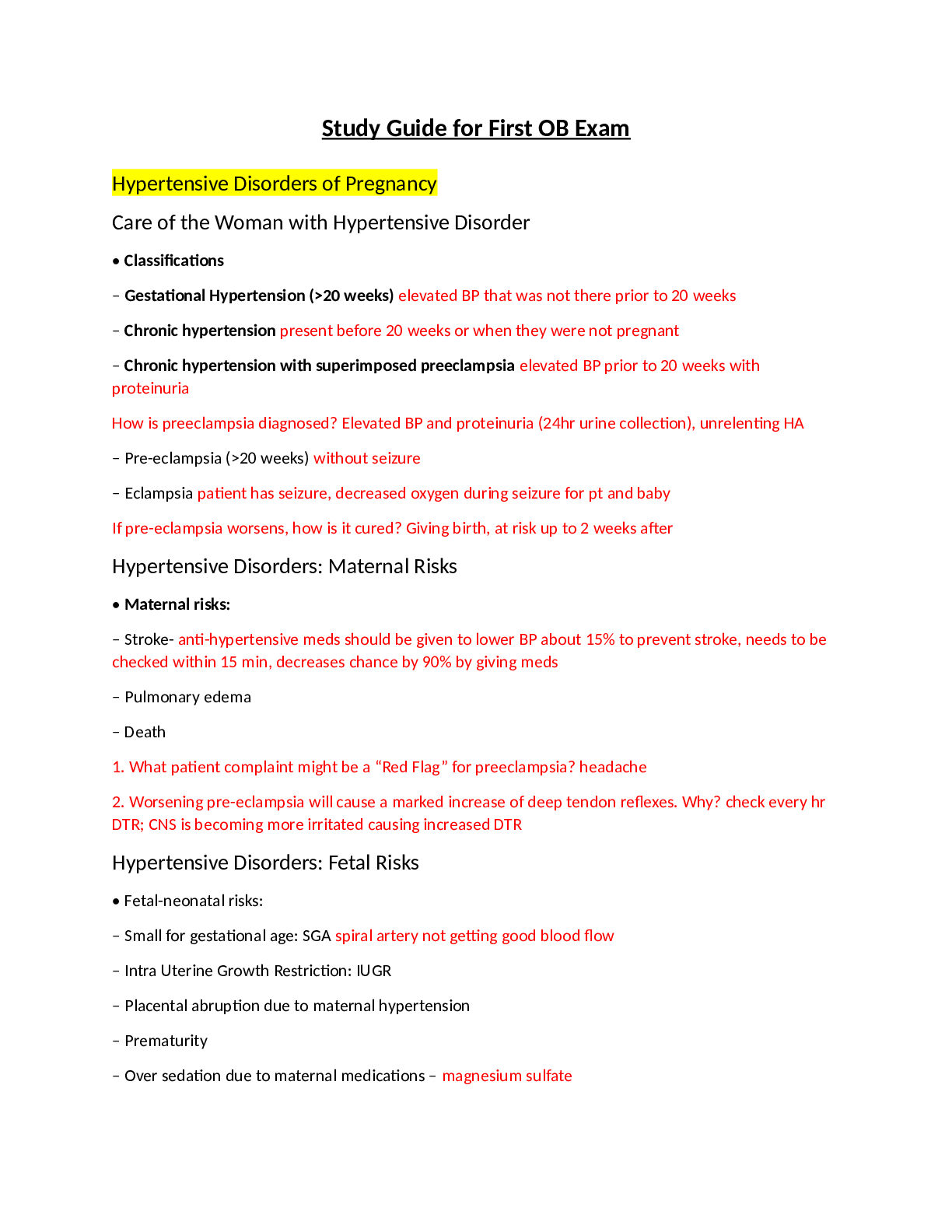 Preview of ATI Maternity Proctored Revision Guide 2021