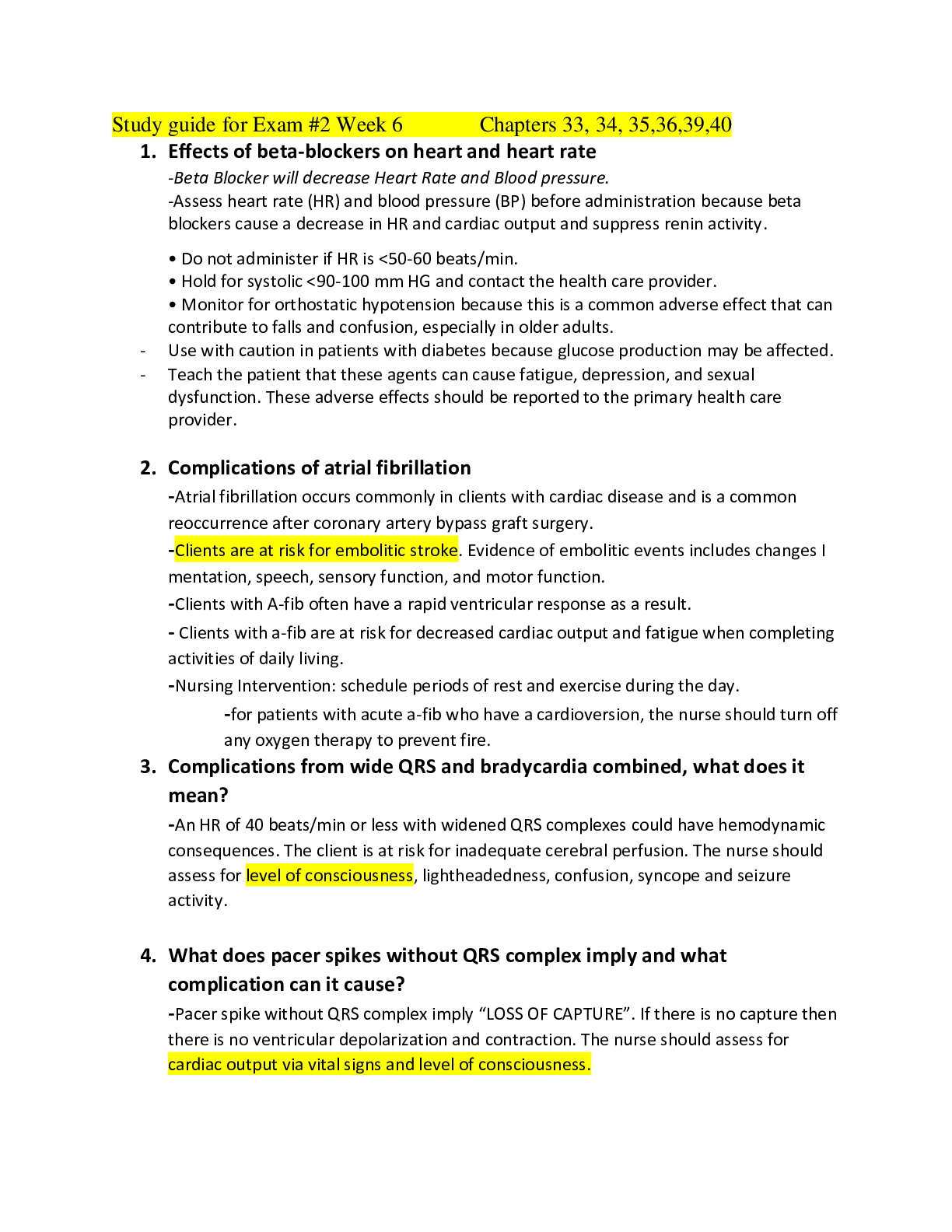 Professional Nursing 2 Study guide for Exam 2 week 6 PN2 (1) Rasmussen College