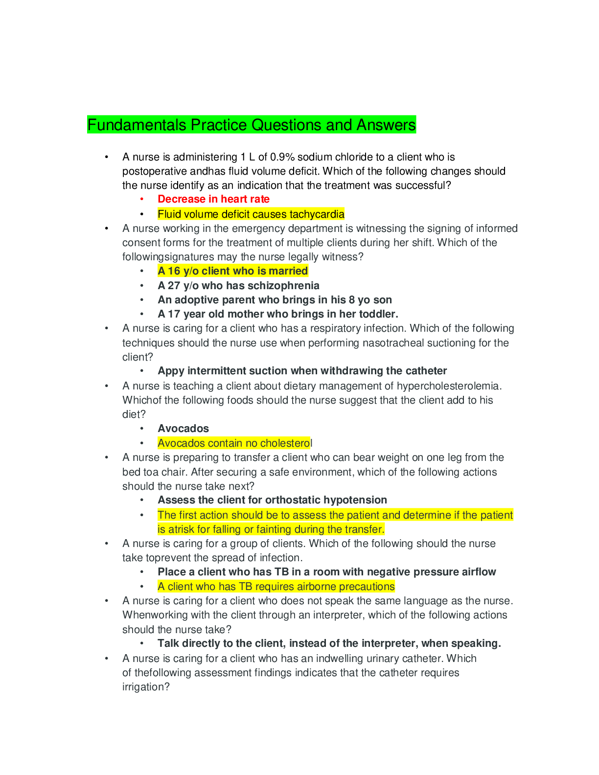 Preview image for ATI Fundamentals Practice Questions and Answers