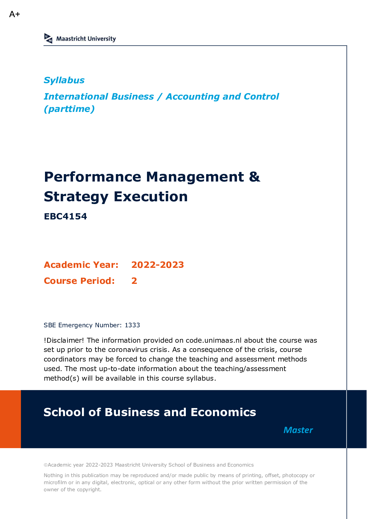 Preview image for Syllabus International Business / Accounting and Control (parttime)
