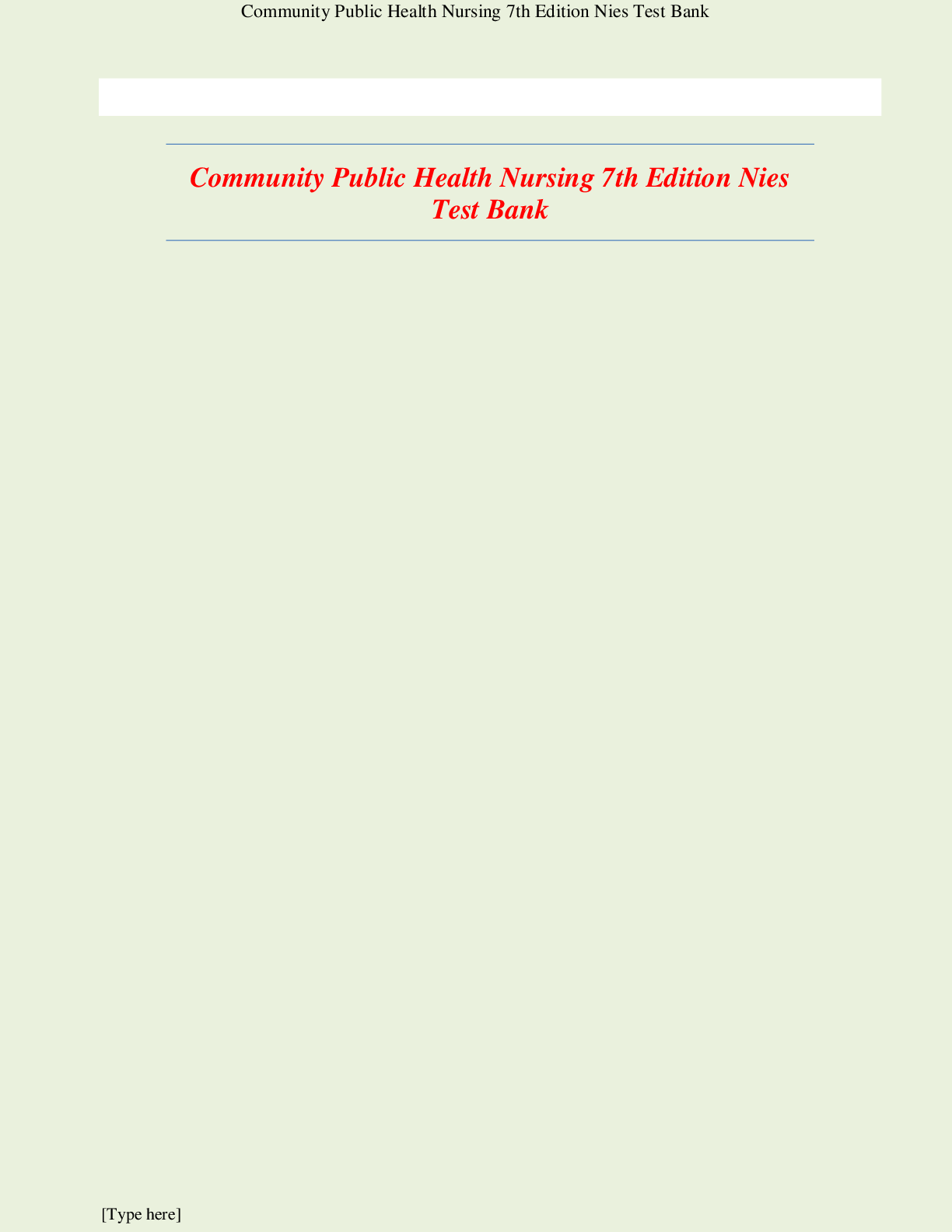 Preview image for Test Bank For Community Public Health Nursing 7th Edition by Mary A. Nies, Melanie McEwen | Complete Guide 2022