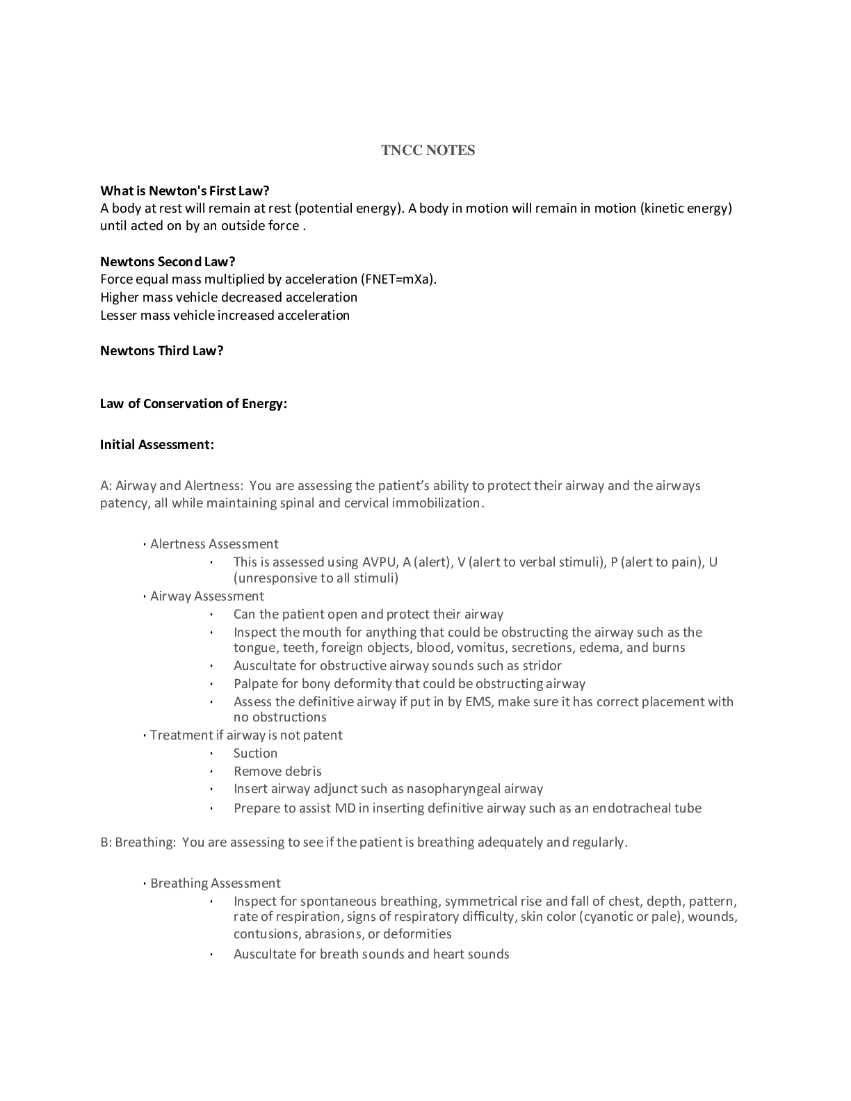 Preview image for TNCC NOTES