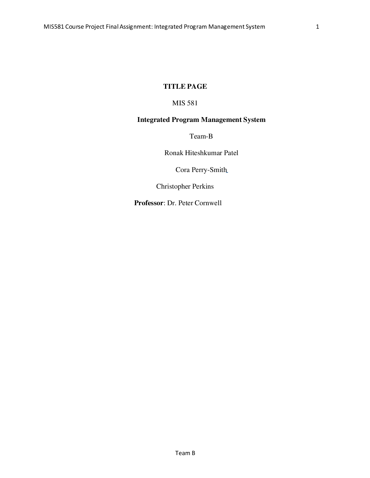 Preview image for MIS581 Course Project Final Assignment: Integrated Program Management System