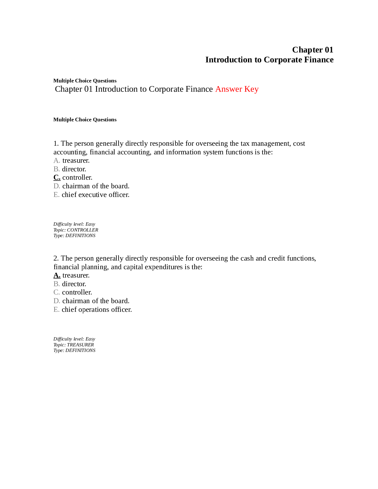 Preview image for FIN 3610Test Bank Chapter 01