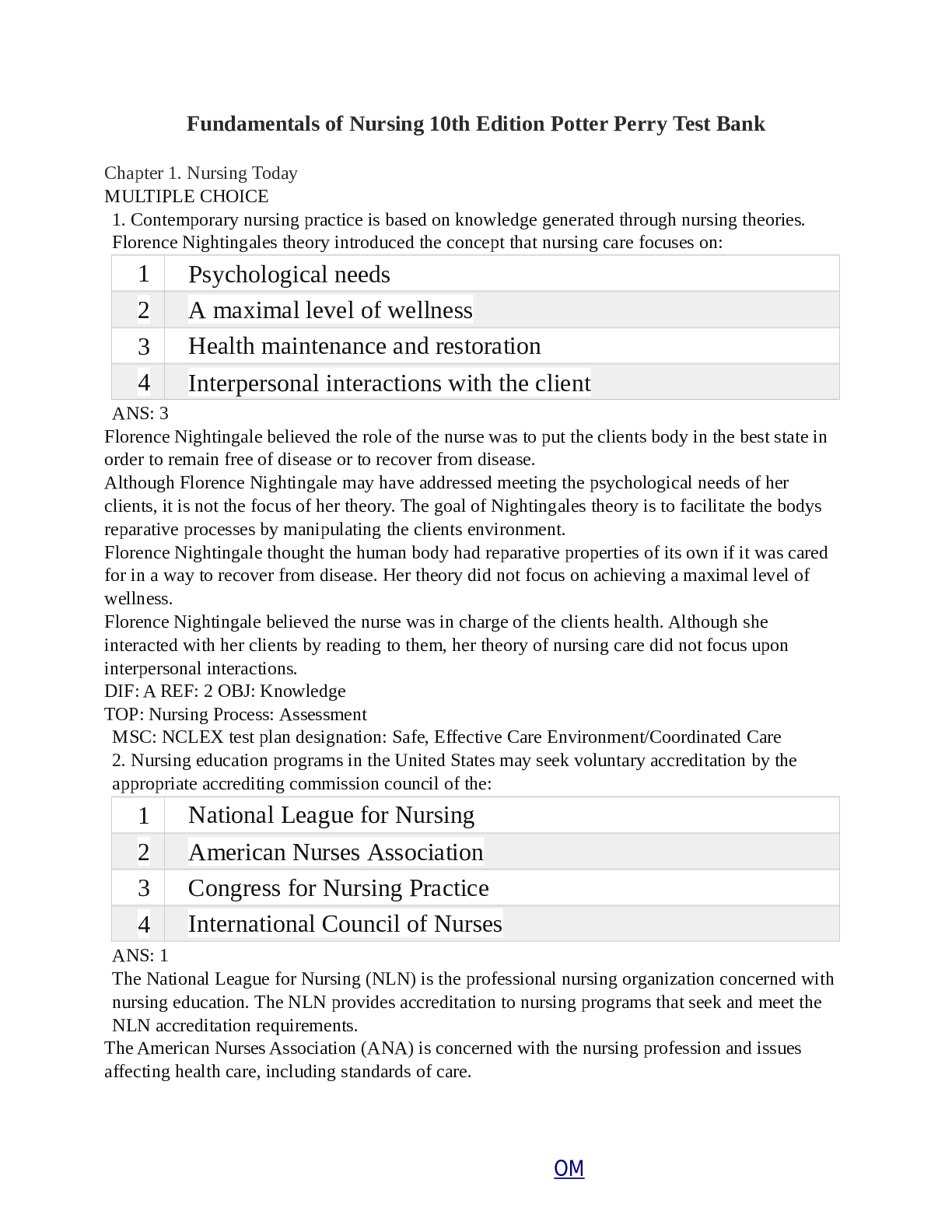 Preview image for FUNDAMENTALS FOR NURSING 10TH EDITION