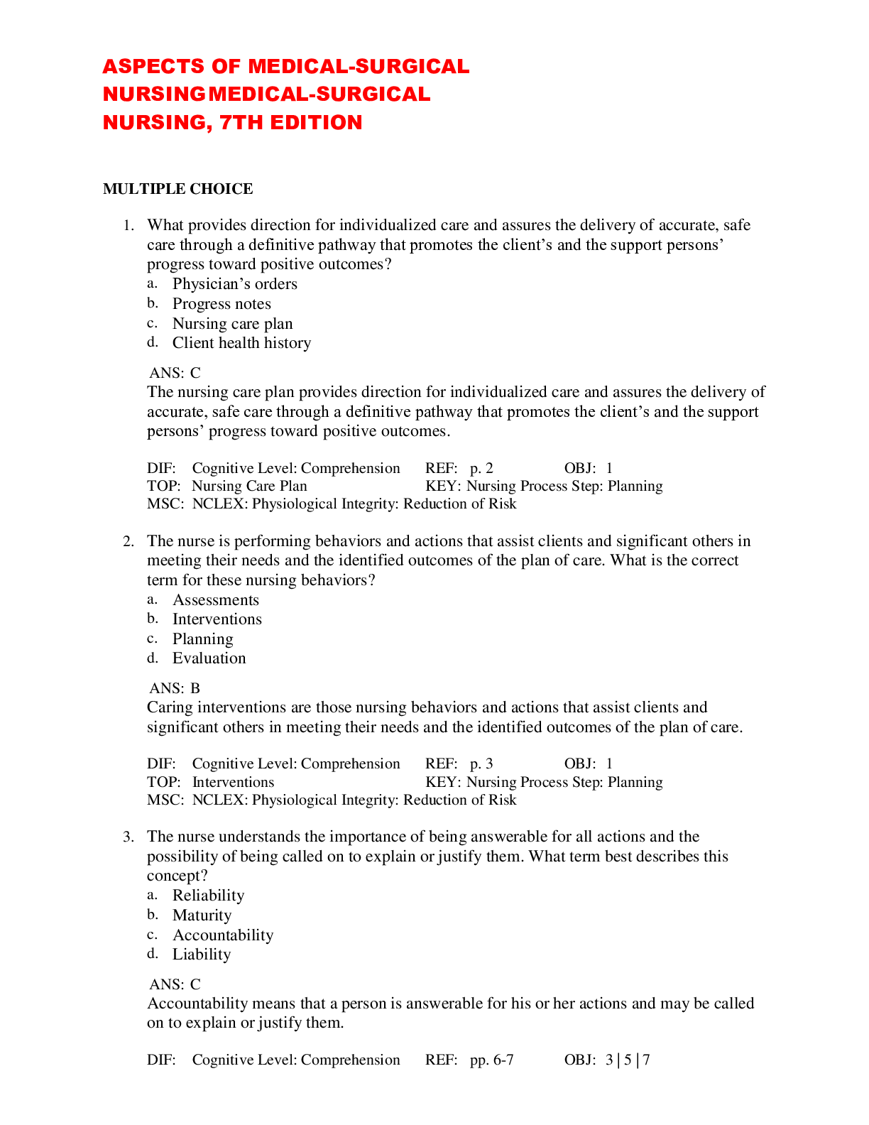 Preview image for Linton: Medical-Surgical Nursing, 7th Edition   ALL CHAPTERS INCLUDED