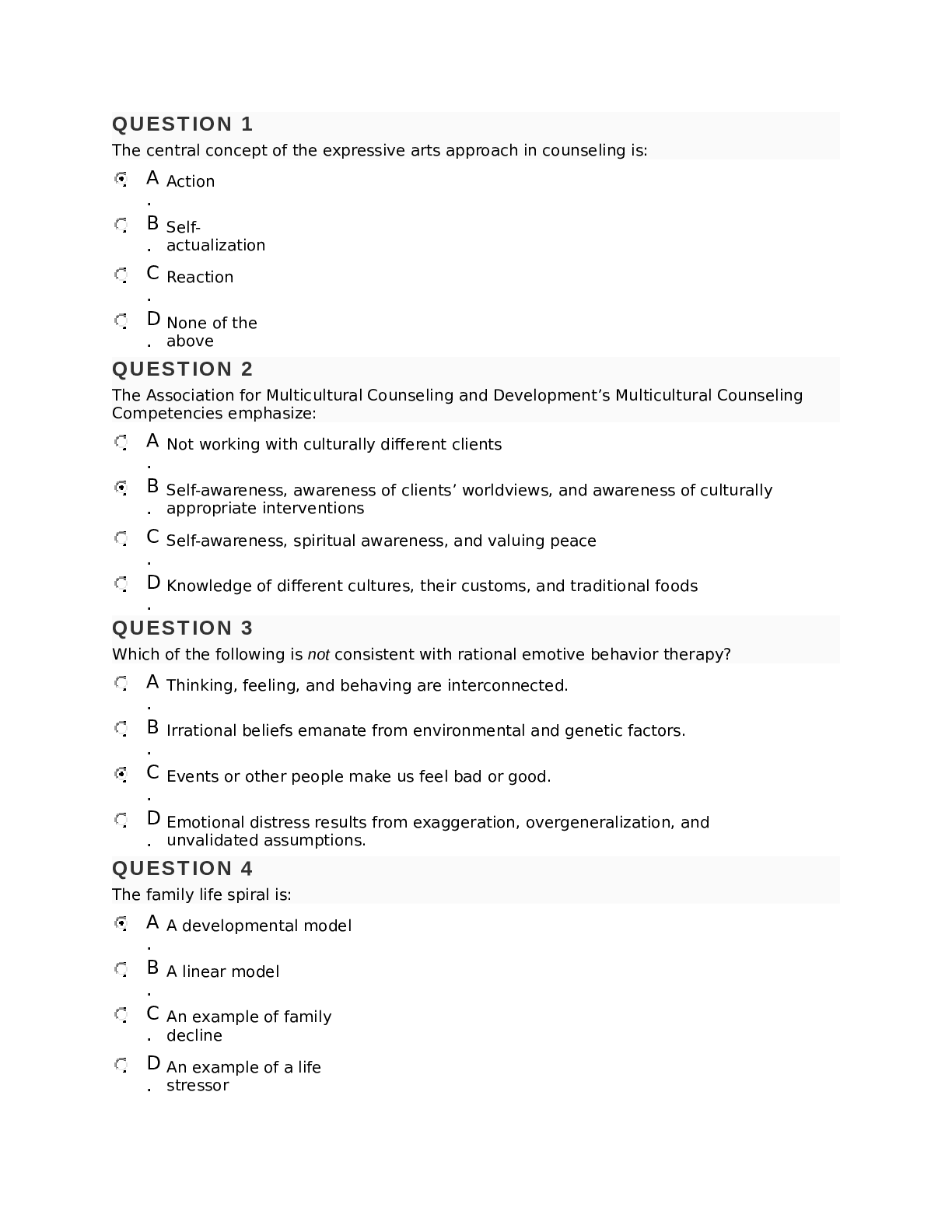 Preview image for Theories of Counseling Final Questions and Answers - Walden