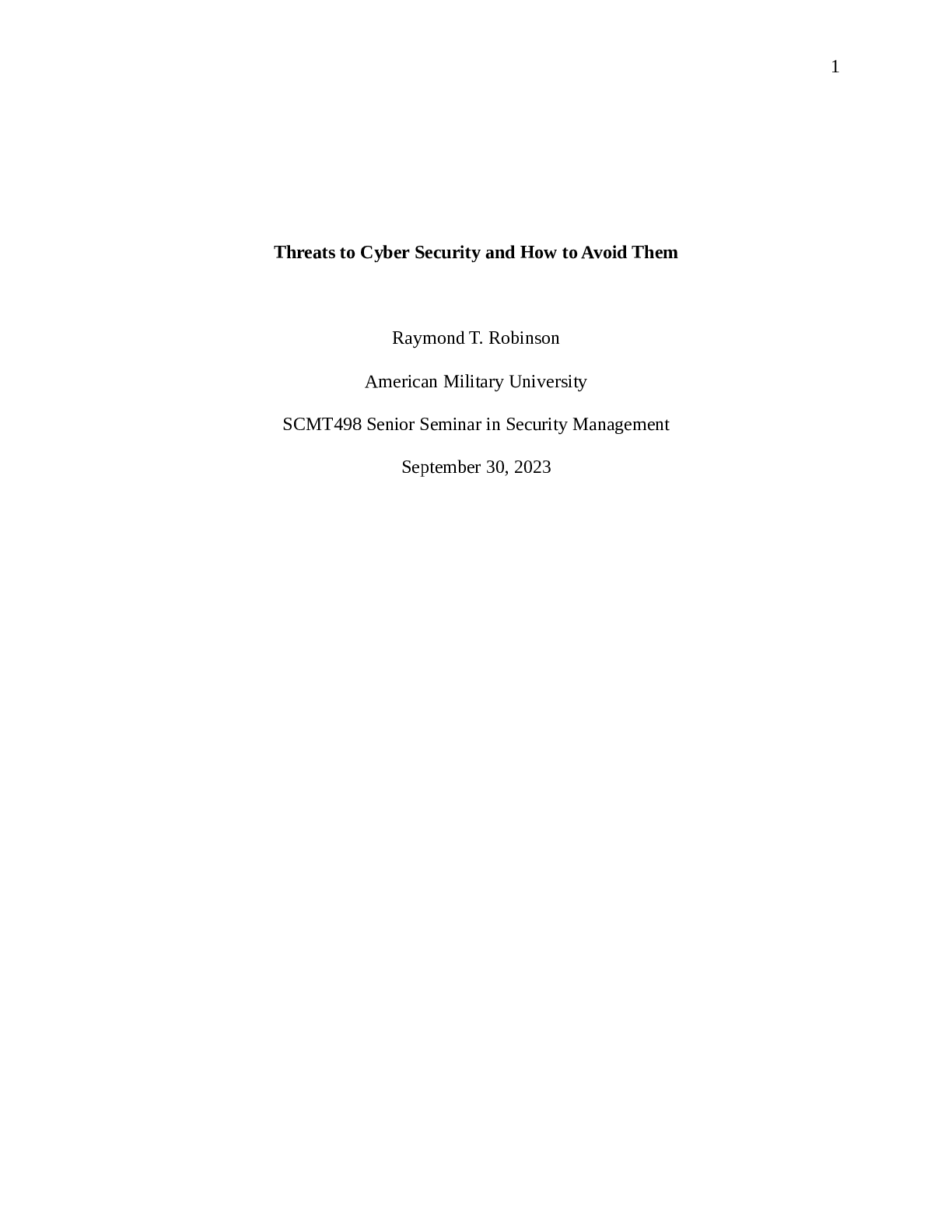 Preview image for SCMT 498 Threats to Cyber Security and How to Avoid Them