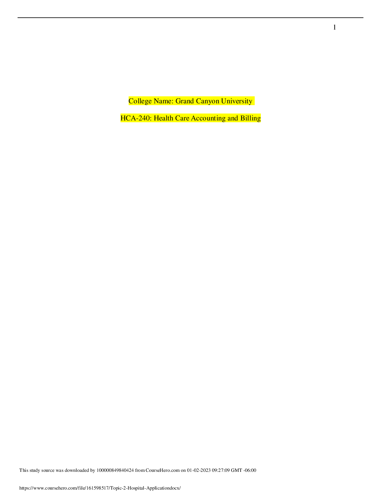 Preview image for HCA 240 Assignment 2, Hospital Application Scenario