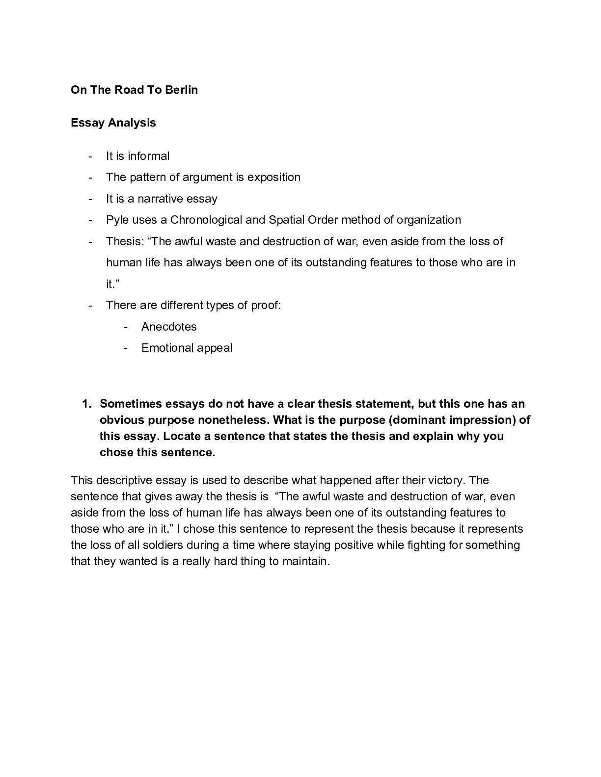 Preview of On The Road To Berlin St Peter High SchoolENGLISH ENG4UU2A5 Assignment 2_ Reading Question