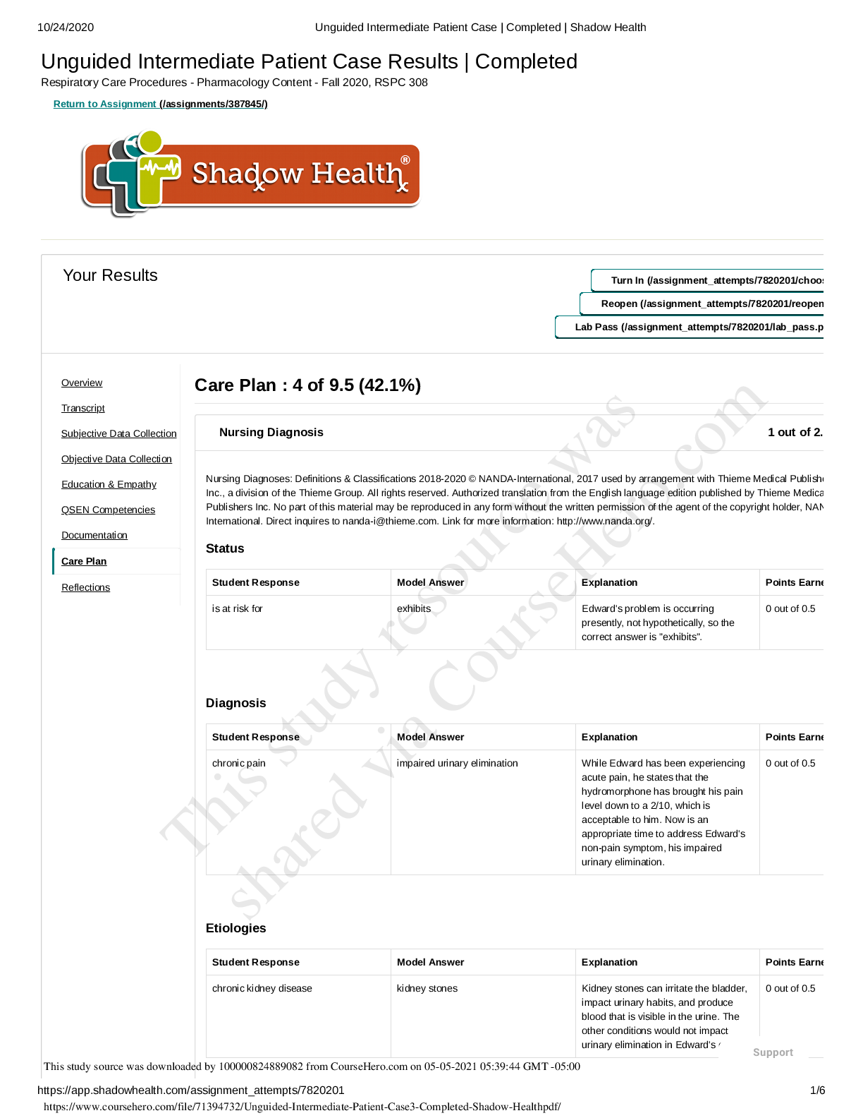 Preview image for nguided Intermediate Patient Case3 _ Completed _ Shadow Health complete solutions