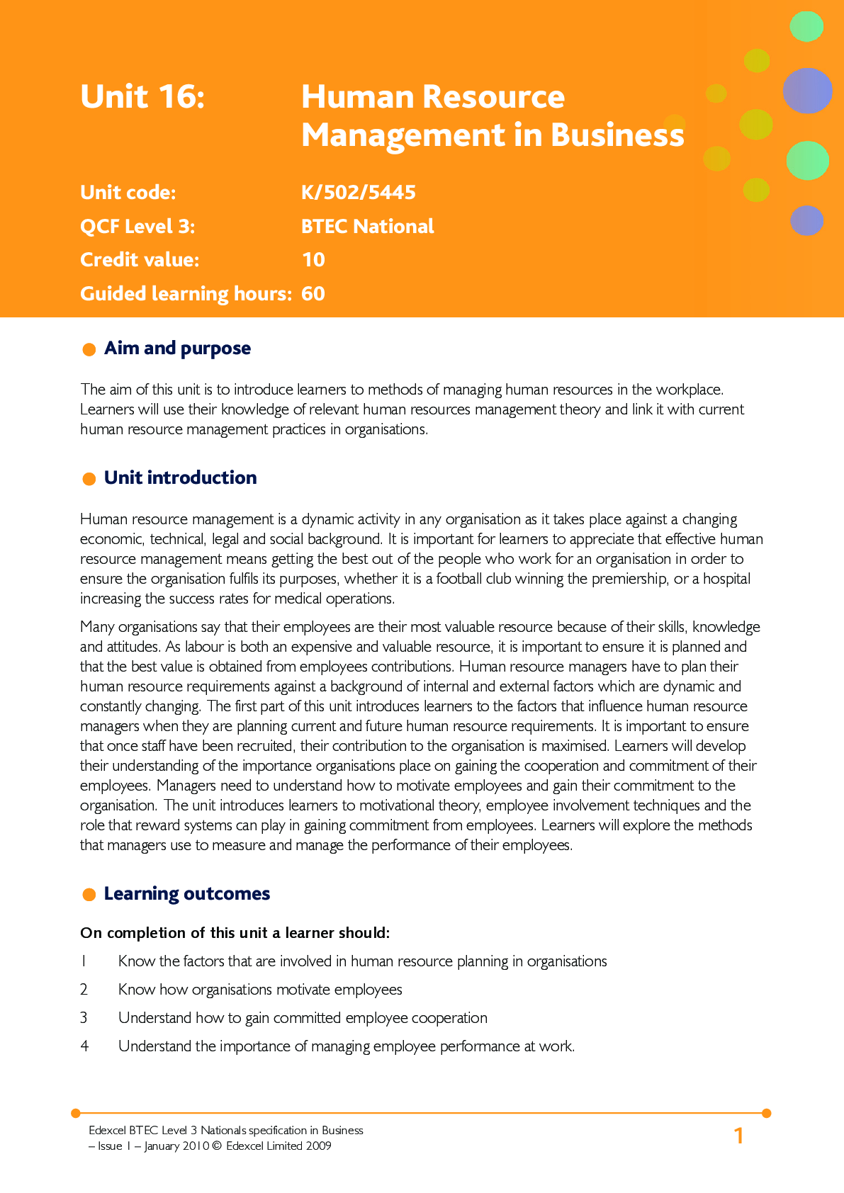 Preview of Unit 16 Human Resource Management in Business