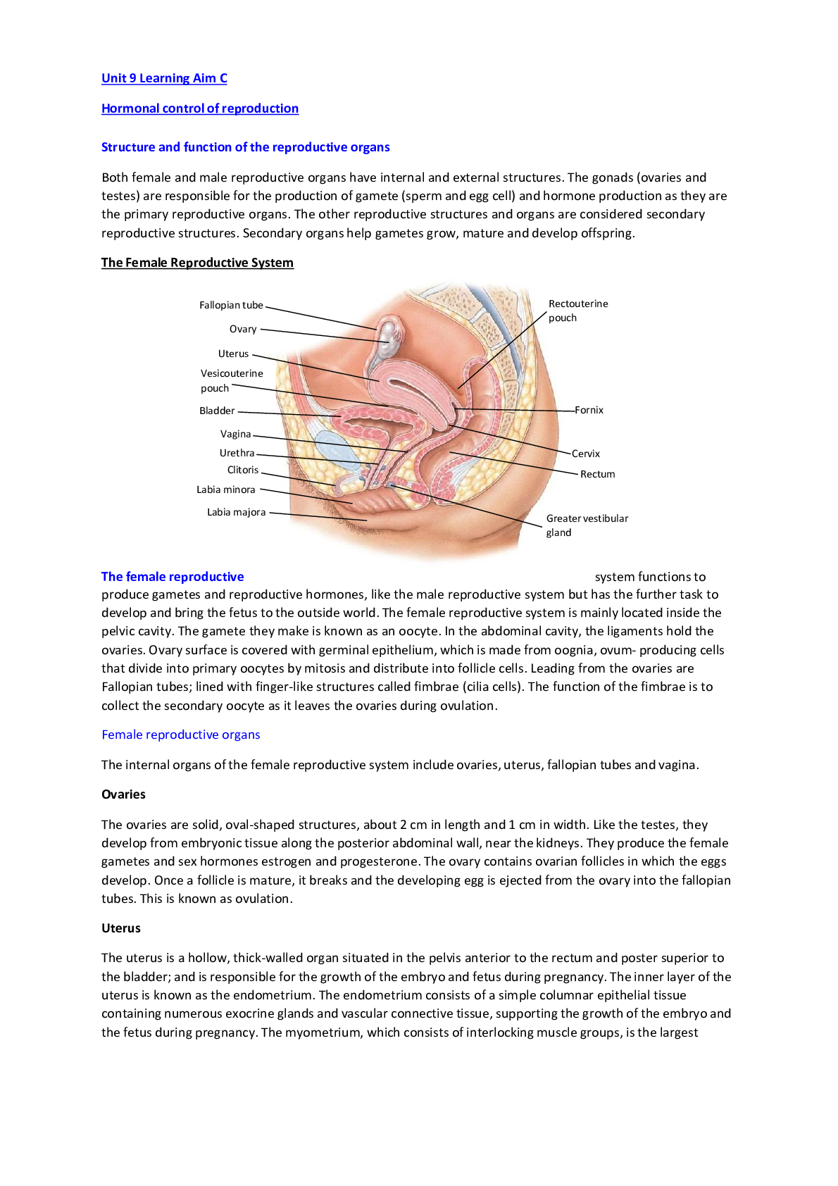 Preview image for APPLIED SC 17379 Unit 9 Learning Aim C Hormonal control of reproduction complete solution