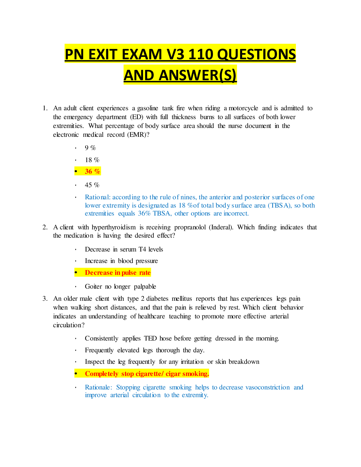 Preview image for HESI V3 PN EXIT EXAM 110 QUESTIONS AND ANSWERS