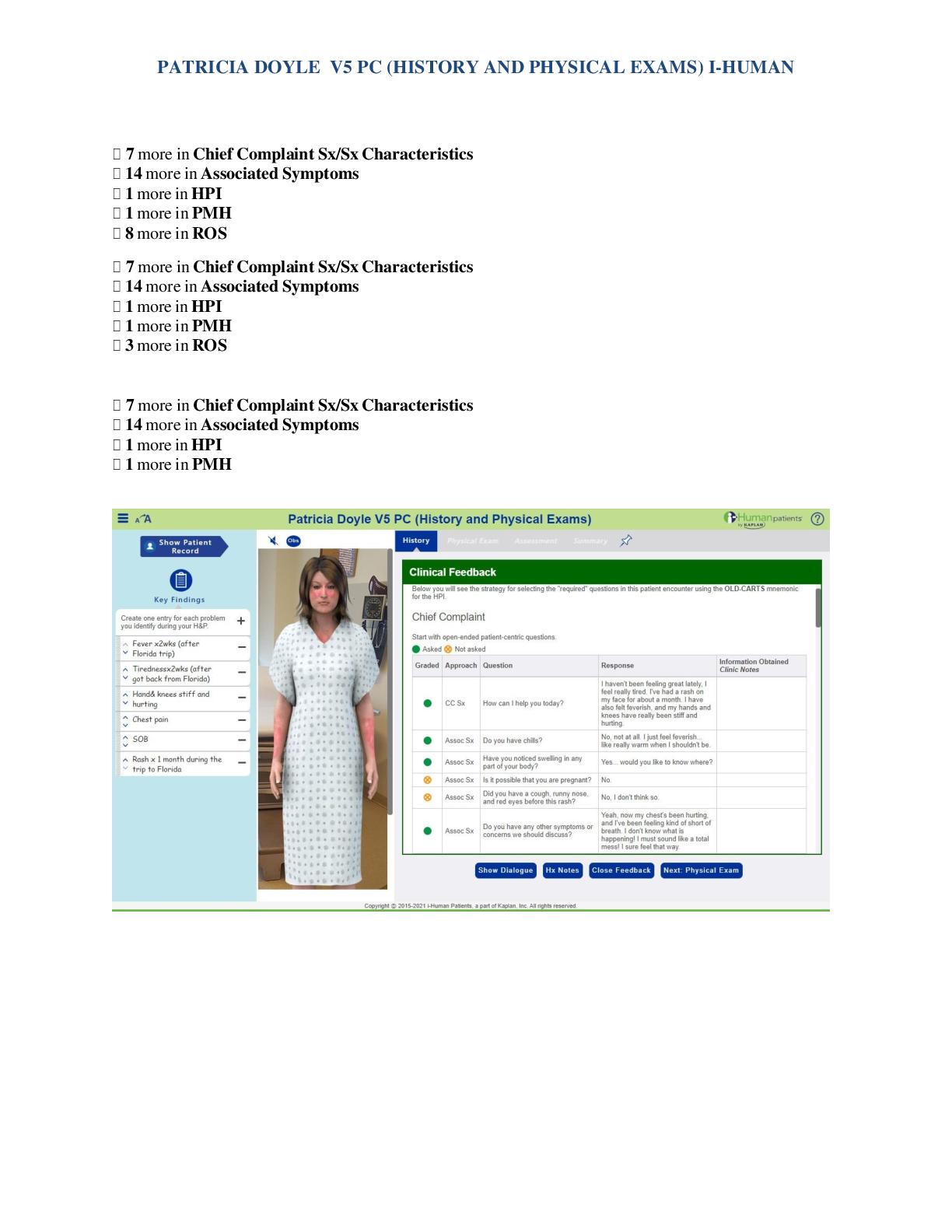Preview image for PATRICIA DOYLE V5 PC (HISTORY AND PHYSICAL EXAMS) I-HUMAN| CORRECT SOLUTIONS