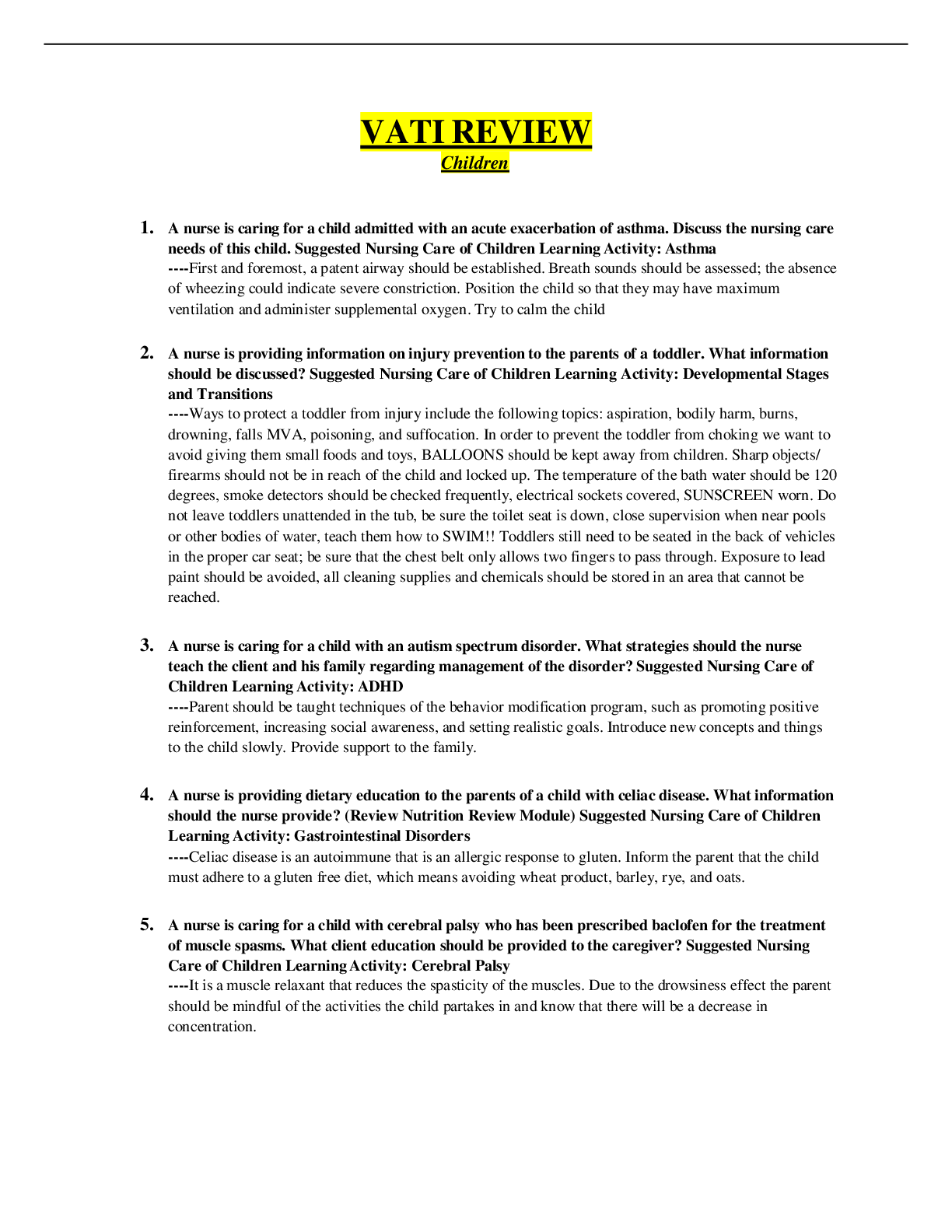 Preview image for VATI REVIEW Children (COMPLETE GUIDE Q and A)