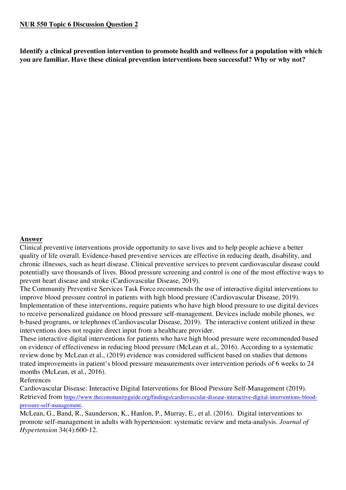 Preview image for NUR 550 Topic 6 Discussion Question 2
