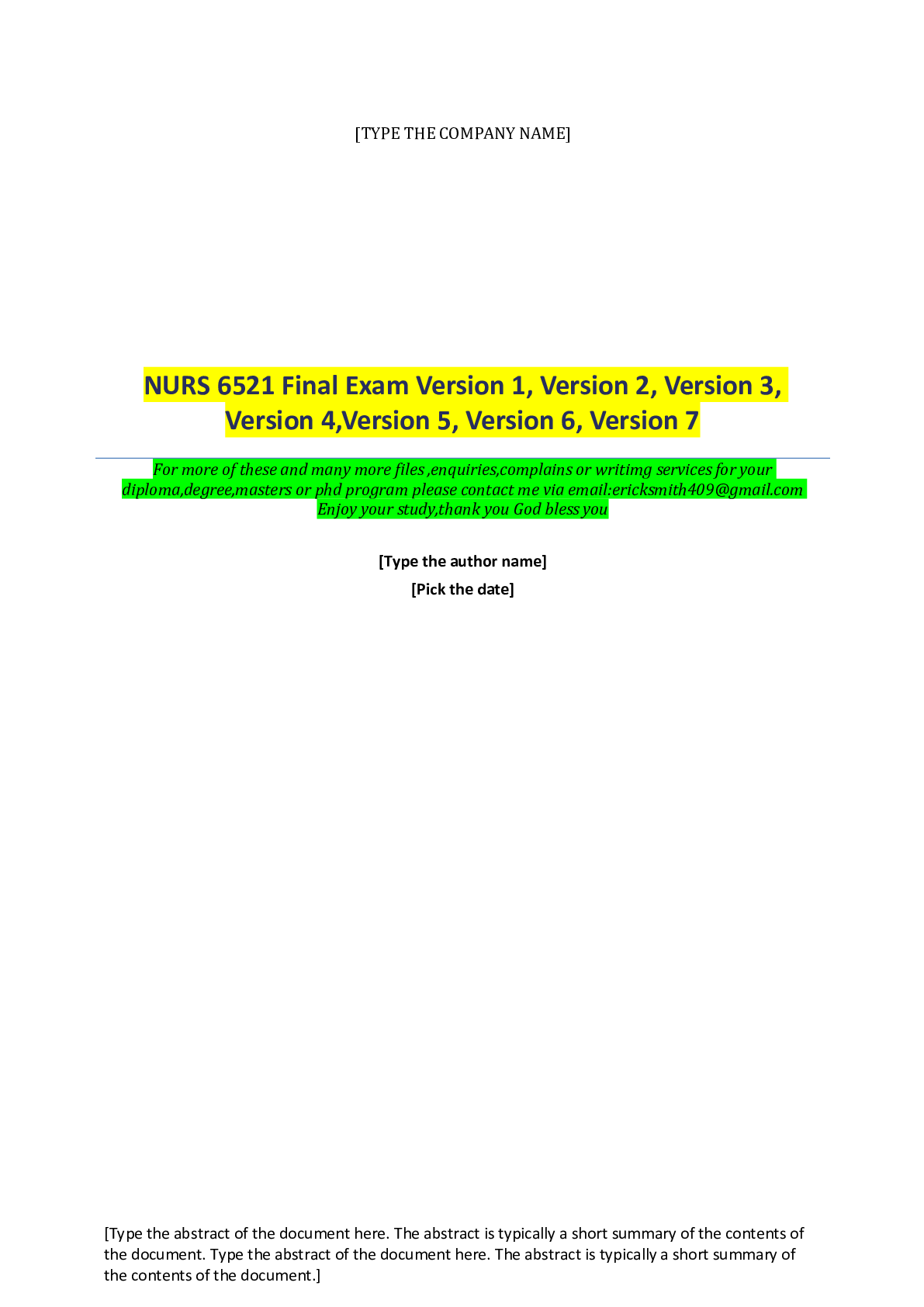 Preview image for NURS 6521 Final Exam NURS-6521, Advanced Pharmacology Final Exam