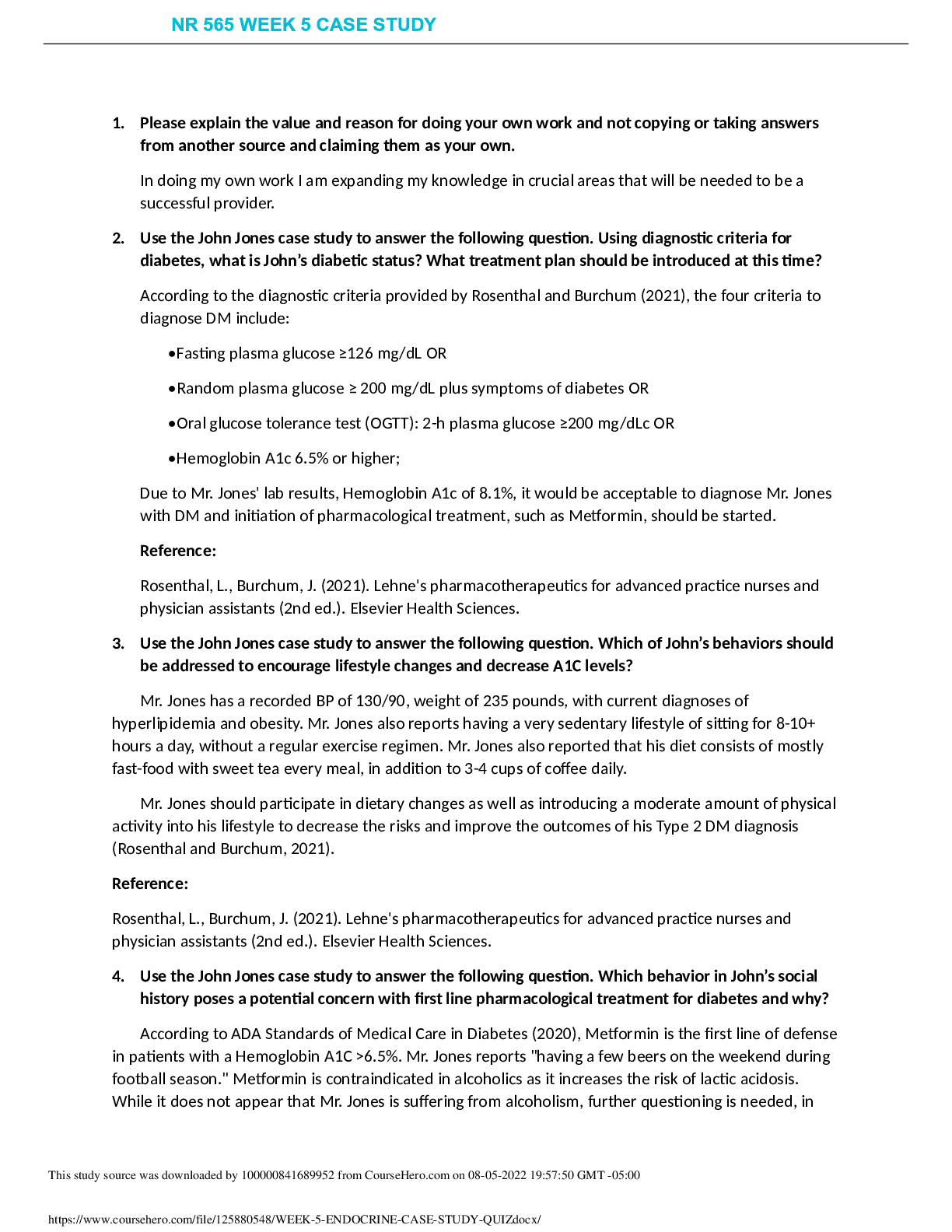 Preview image for WEEK 5 ENDOCRINE CASE STUDY QUIZ.docx