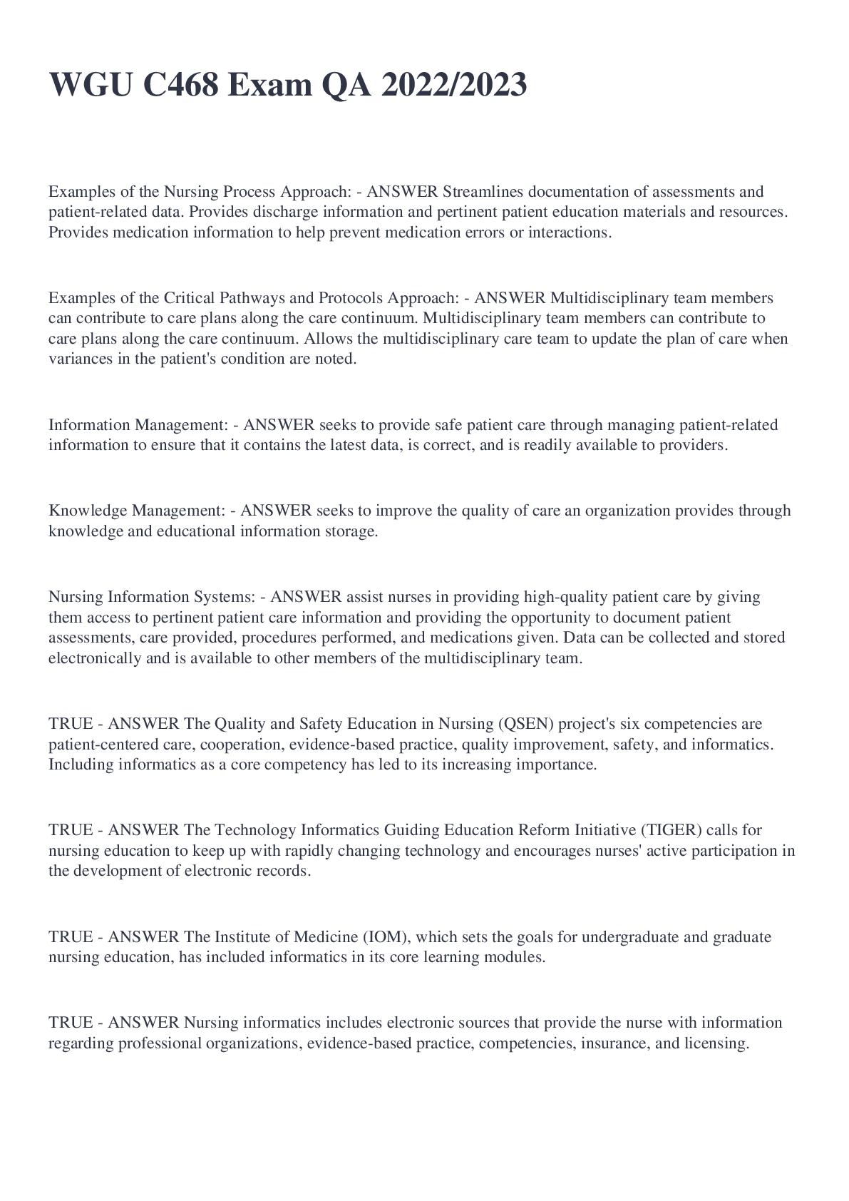 Preview image for WGU C468 Exam QA 2022/2023