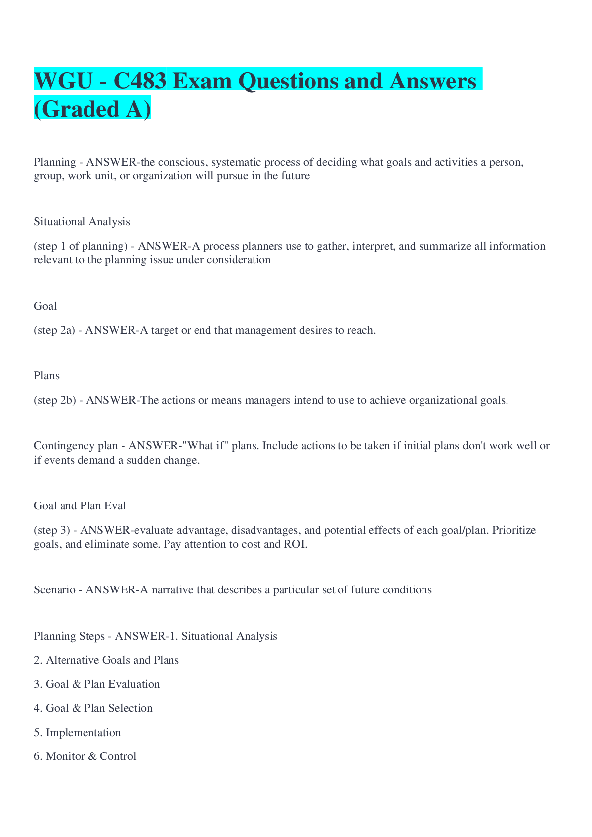 Preview image for WGU - C483 Exam Questions and Answers (Graded A)