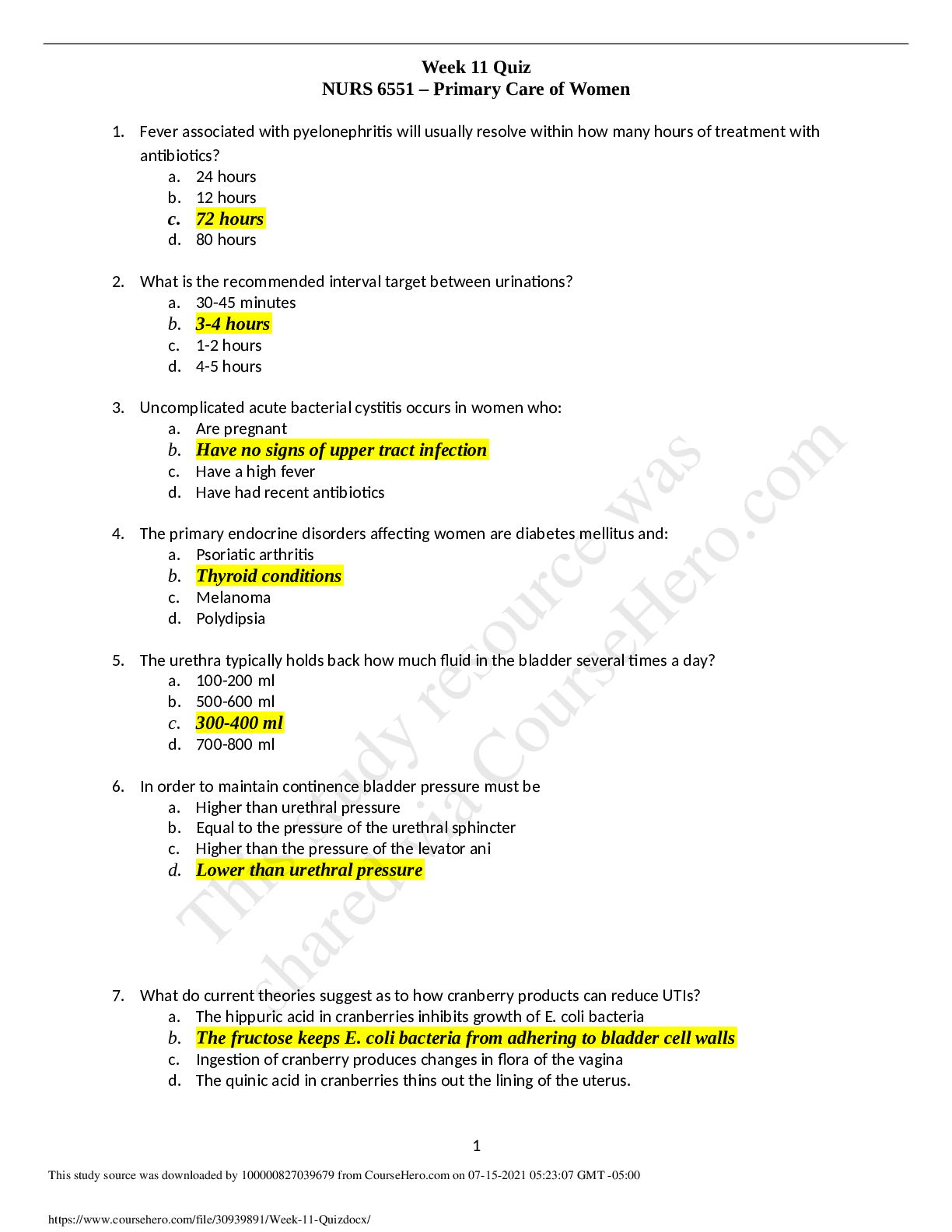 Preview image for NURS 6551 Week 11 Questions And Answers