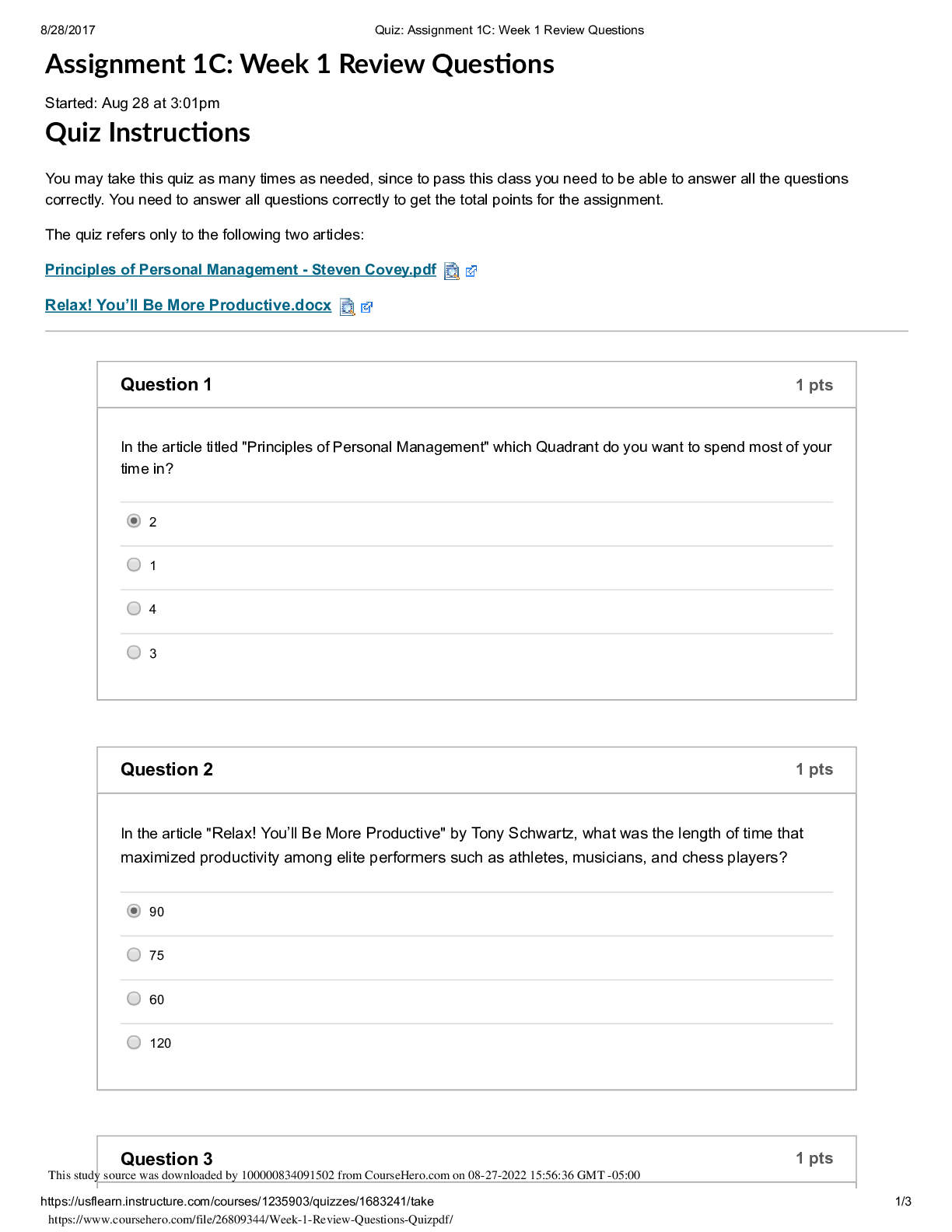 Preview image for Week 1 review Questions QUIZ University of South Florida EGN 3000 ( Question with complete solution)