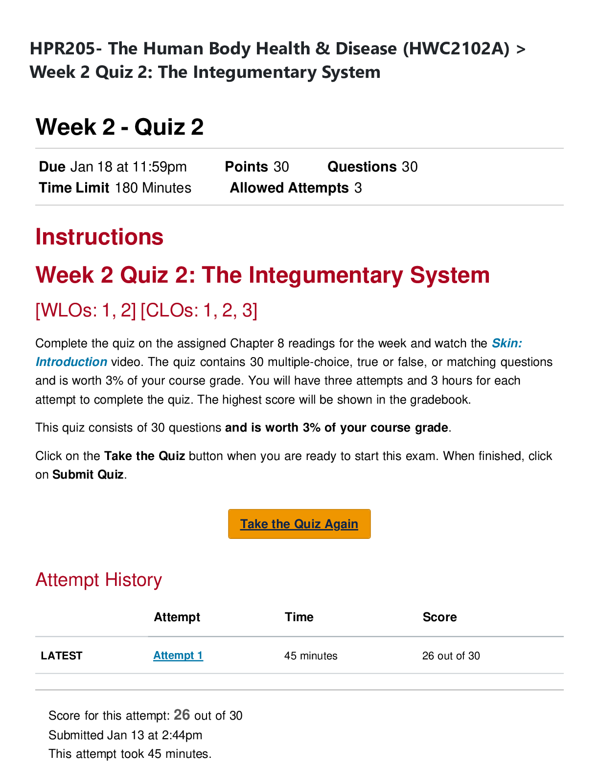 Preview image for Ashford University HPR 205 Week 2 - Quiz 2- HPR205- The Human Body Health & Disease (HWC2102A)