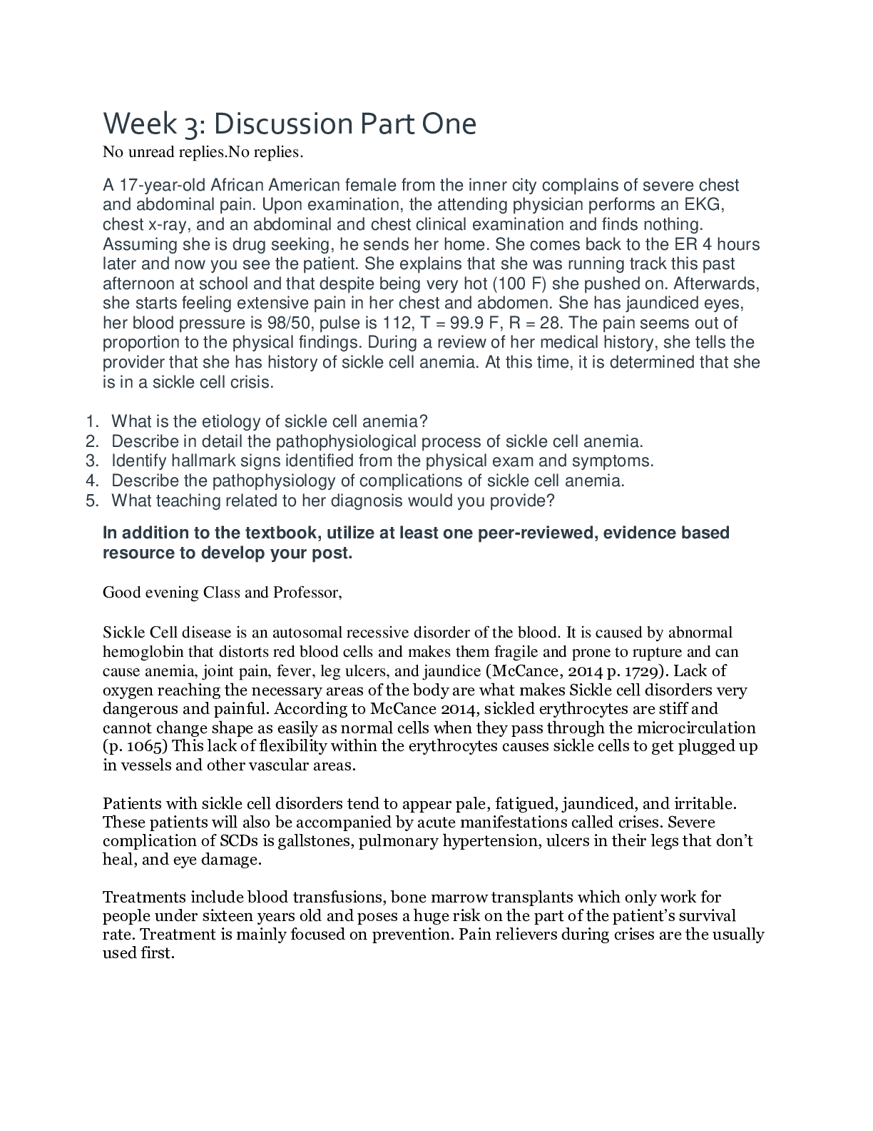Preview image for NR 507-Week 3: Discussion Part One (Sickle Cell Anemia), Week 3: Discussion Part Two (Congestive Heart Failure)