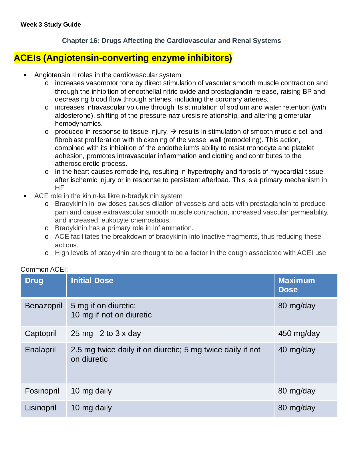 Preview of NR508 / NR 508 Week 3 Study Guide  : Advanced Pharmacology - Chamberlain