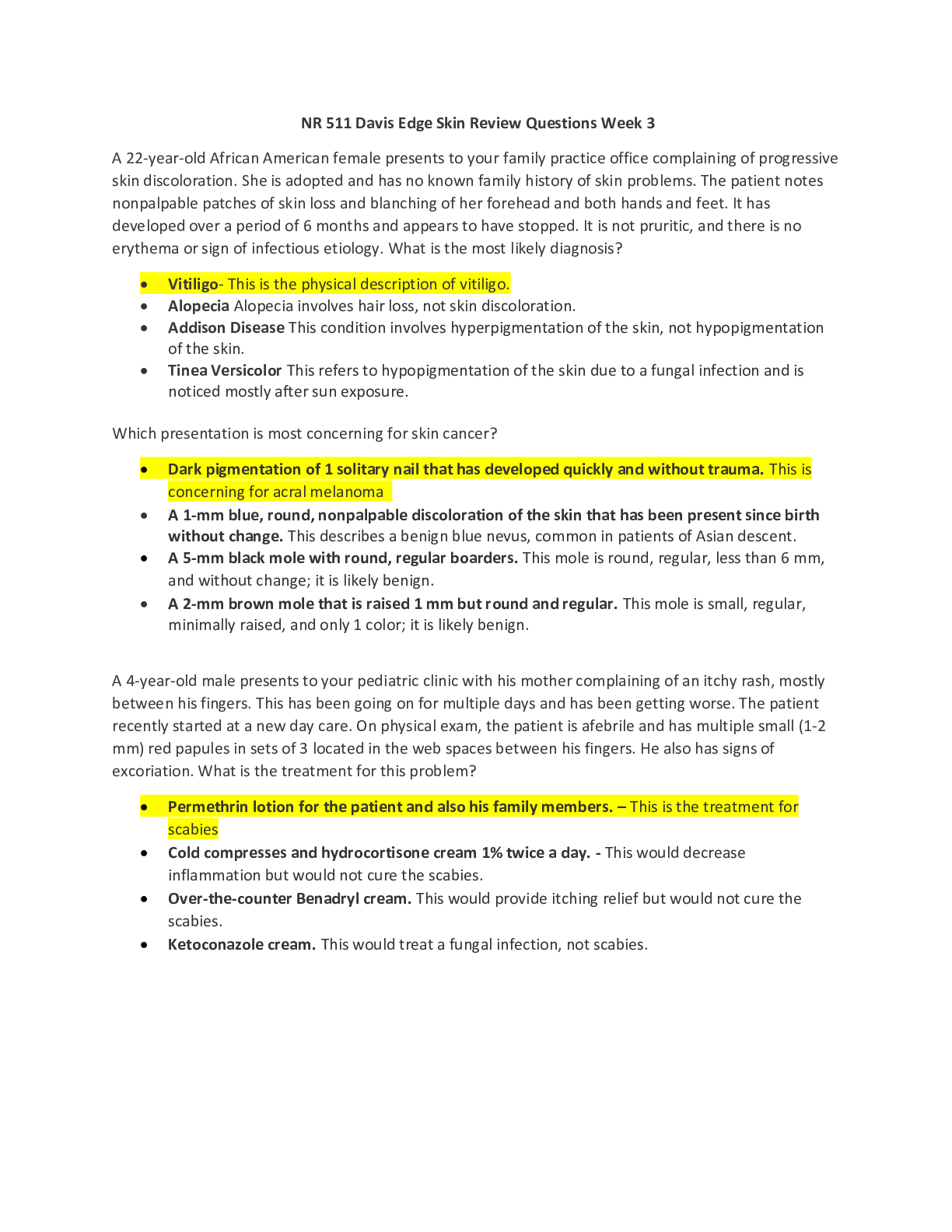 Preview image for NR 511. Week 3 Davis Edge- Skin and Eye problems QUESTIONS AND CERTIFIED ANSWERS