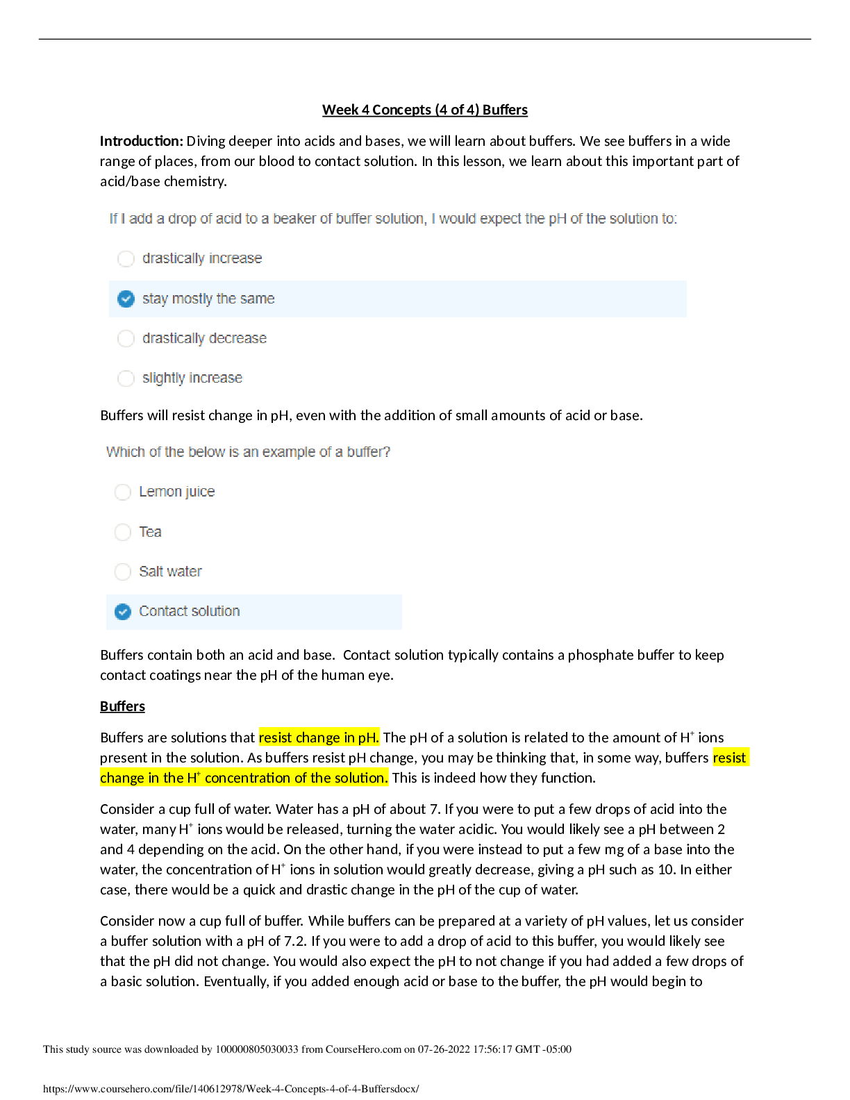 Preview image for CHEM 120 Week 4 Concepts (4 of 4) Buffers