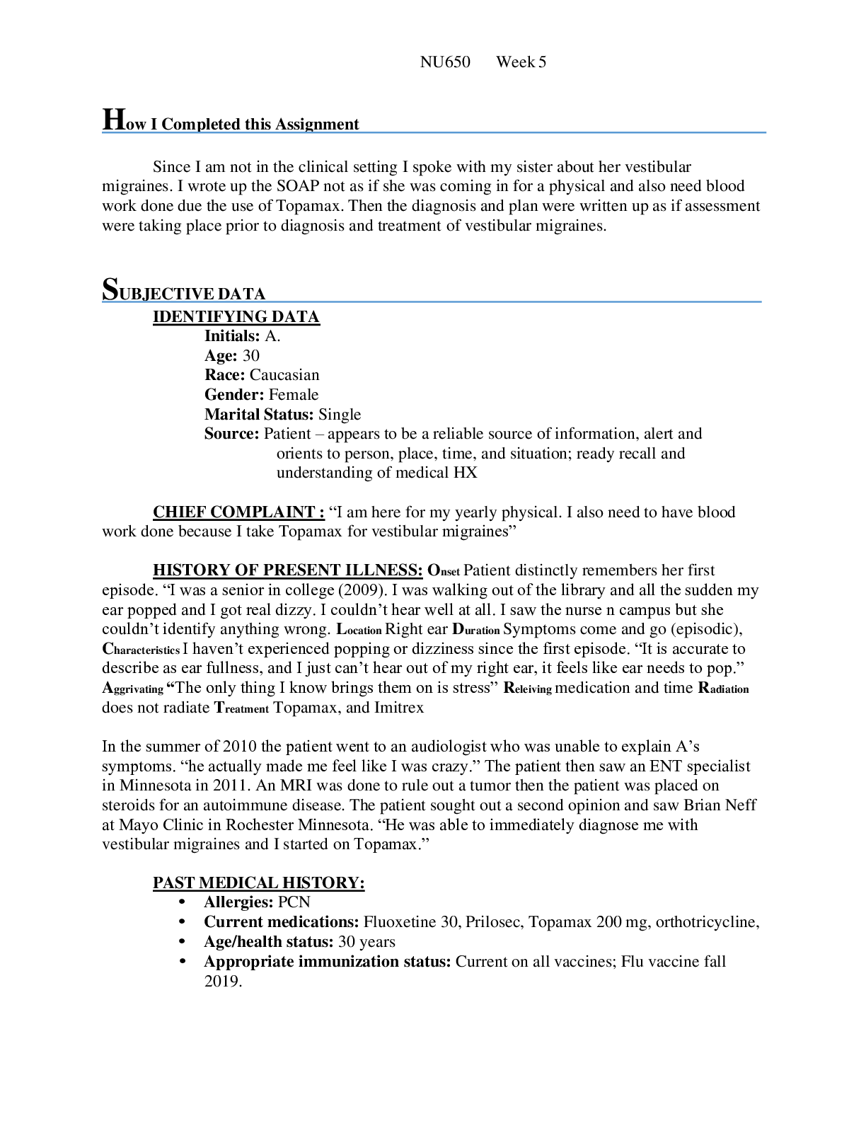 Preview image for (Solved) NU650 Week 5 Assignment Soap Note (Spring 2021)