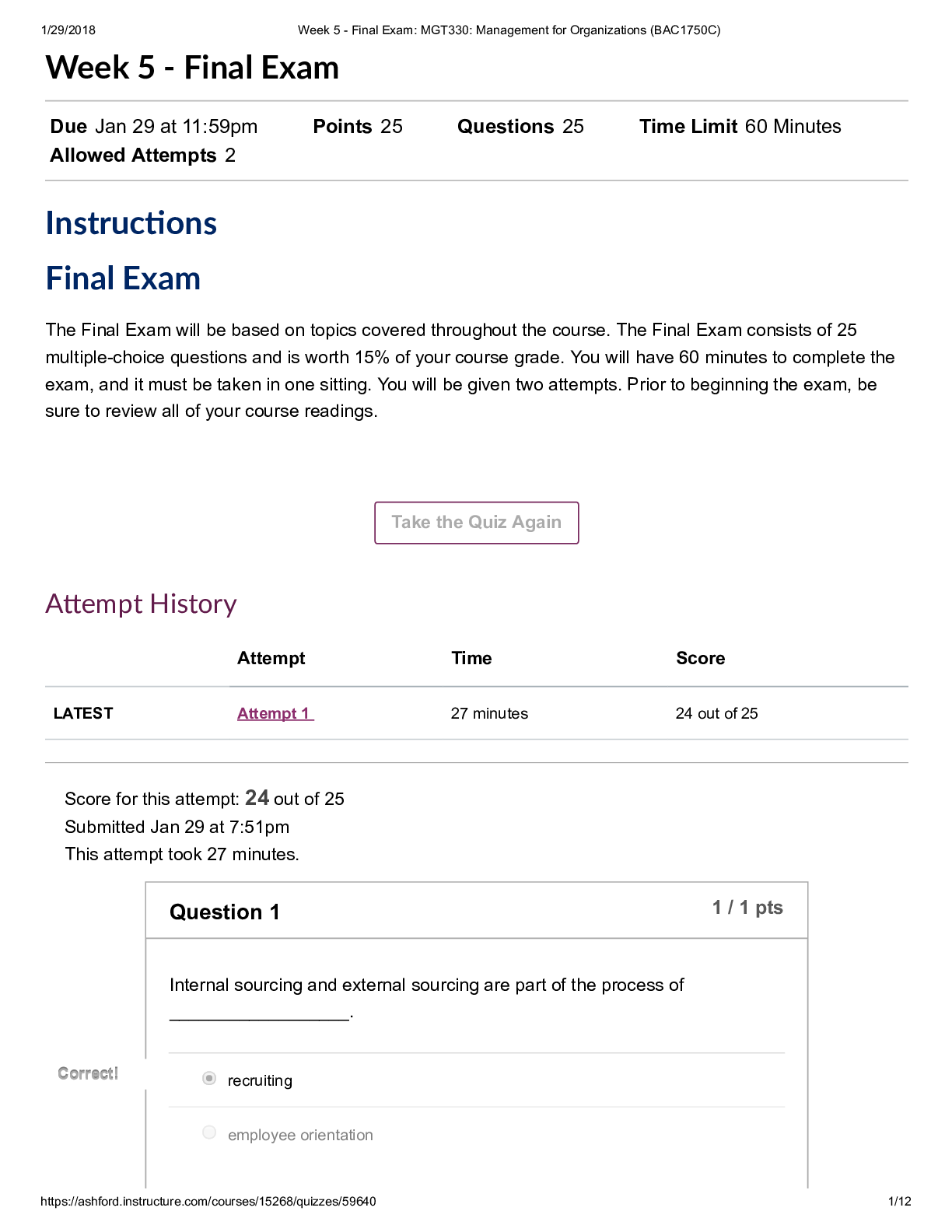 Preview of MGT 330 Week 5 Final Exam 1