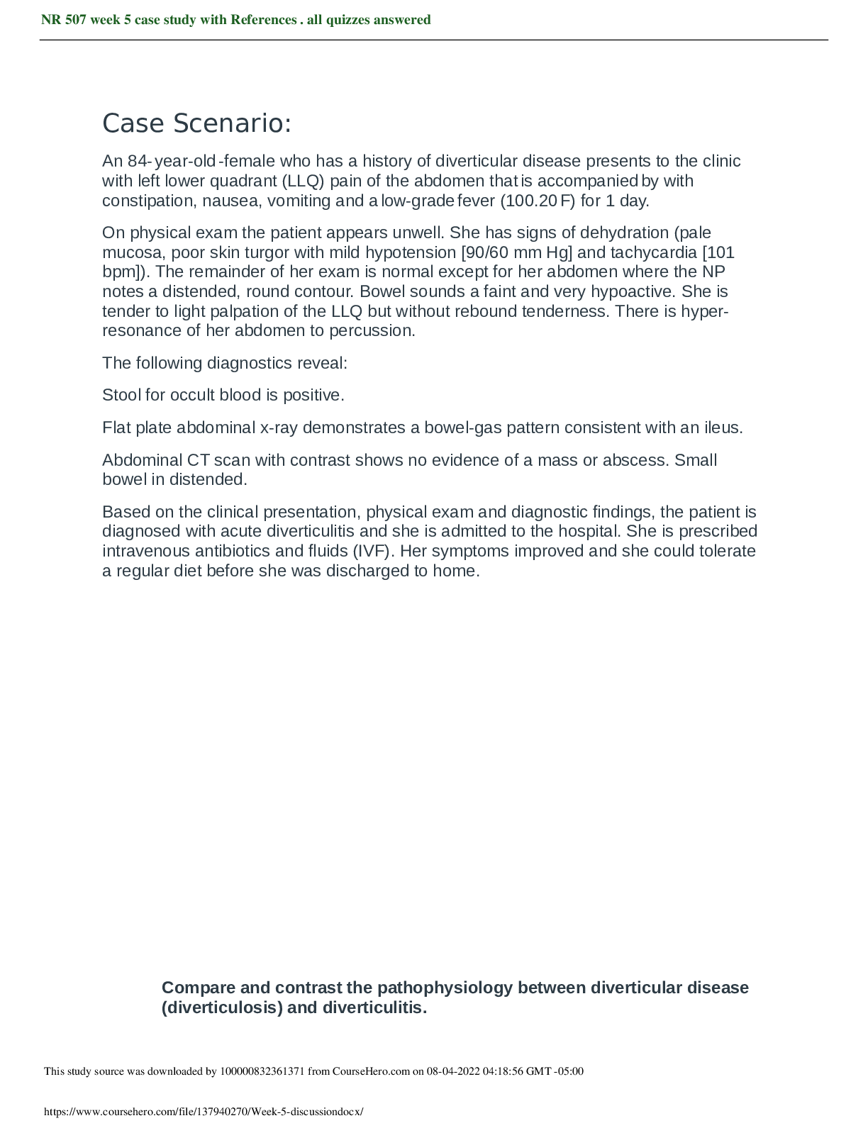 Preview image for NR 507 Week 5 Open Forum Discussion(Get Good Scores 100%)