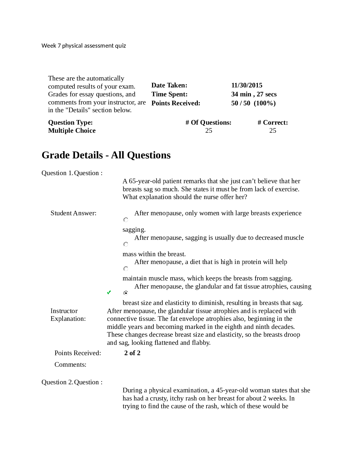 Preview image for Week 7 physical assessment quiz  NR509