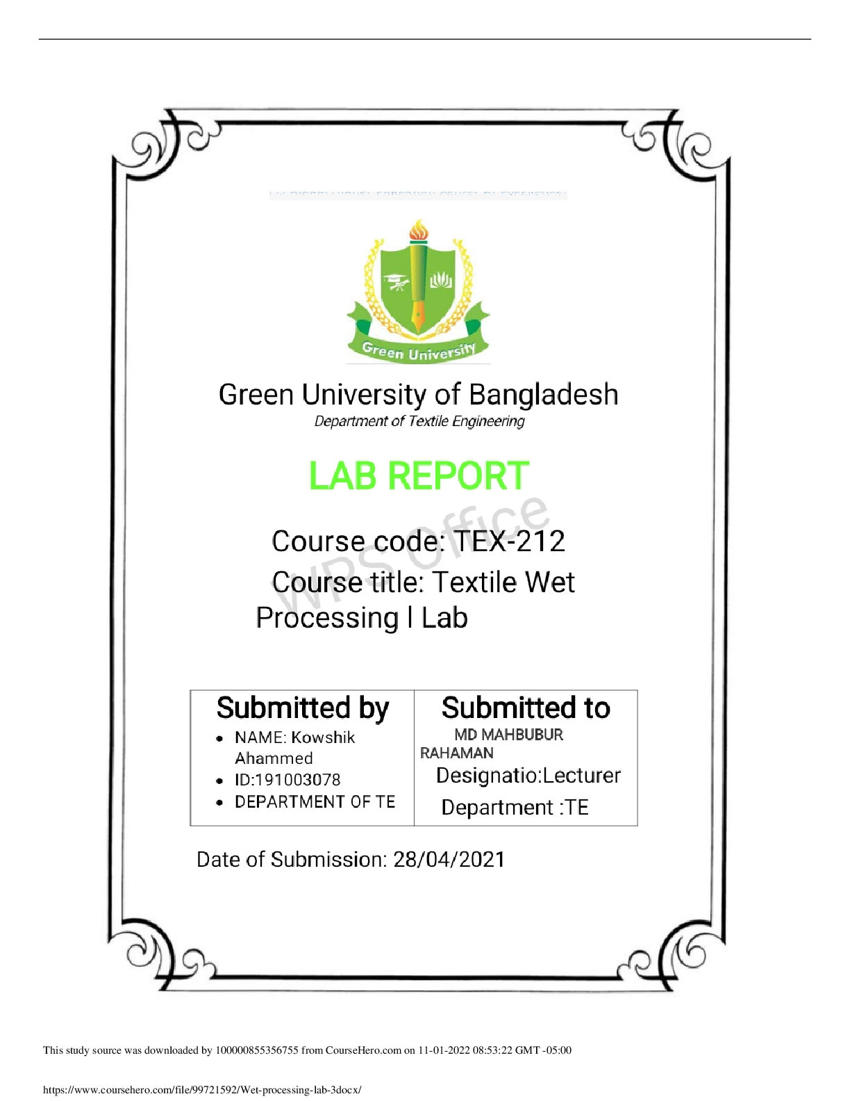 Preview image for Wet processing lab 3  KASB Institute of Technology, Karachi (Main Campus) BIO 1234A