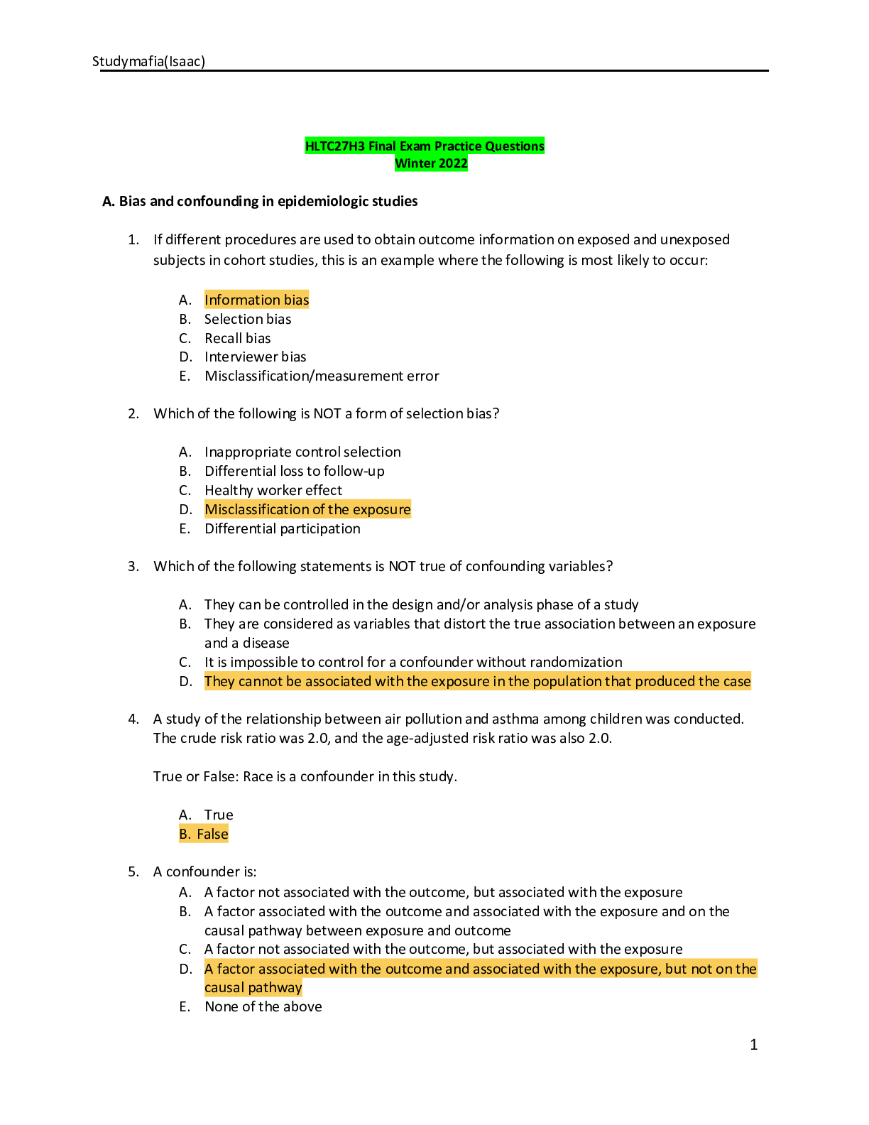 Preview image for HLTC27H3 Final Exam Practice Questions Winter 2022
