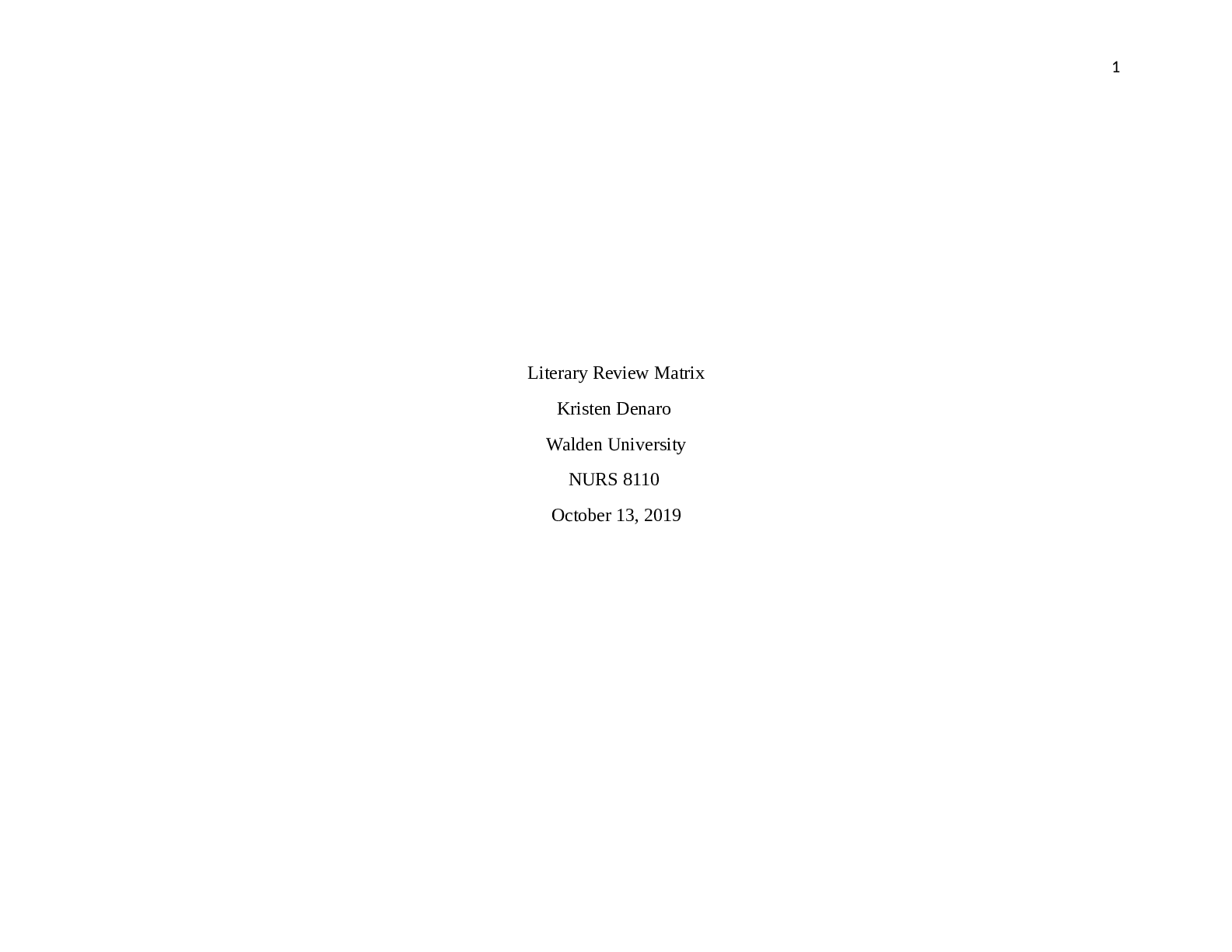 Preview image for Wk 7 Literary Review Matrix Walden University NURS 8110