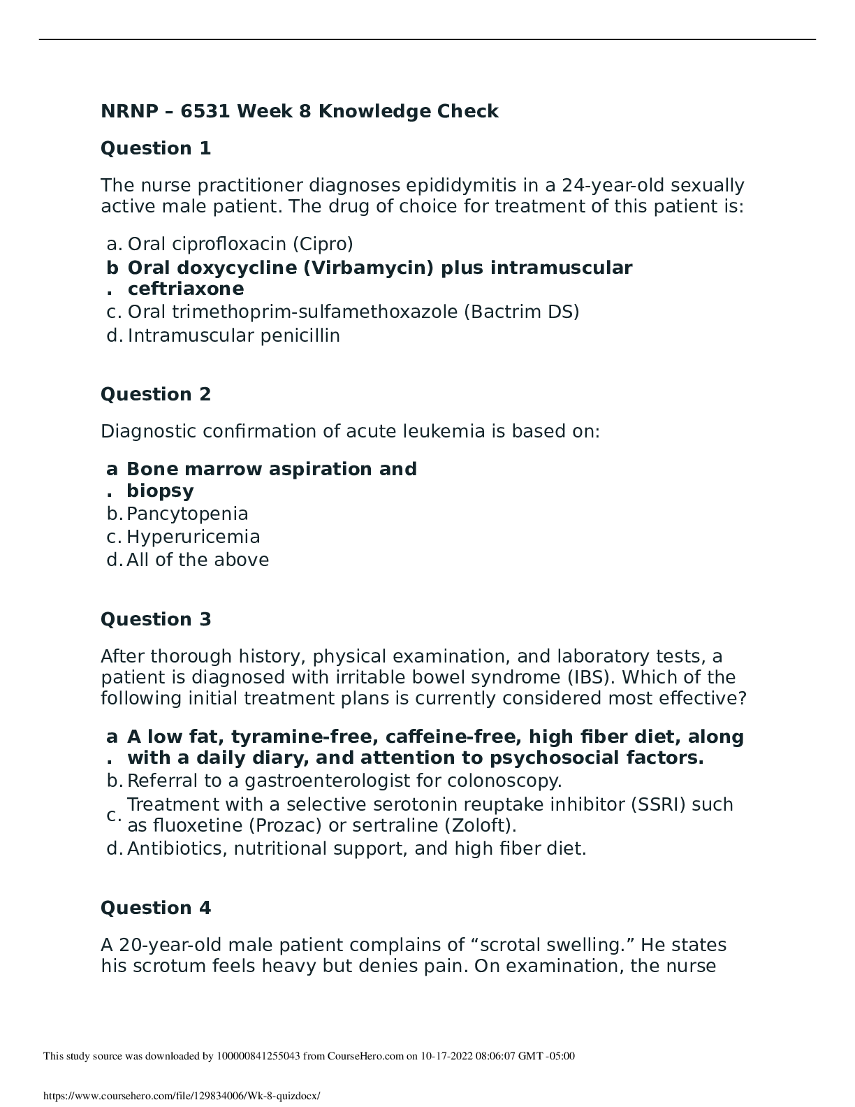 Preview image for NRNP – 6531 Week 8 Knowledge Check