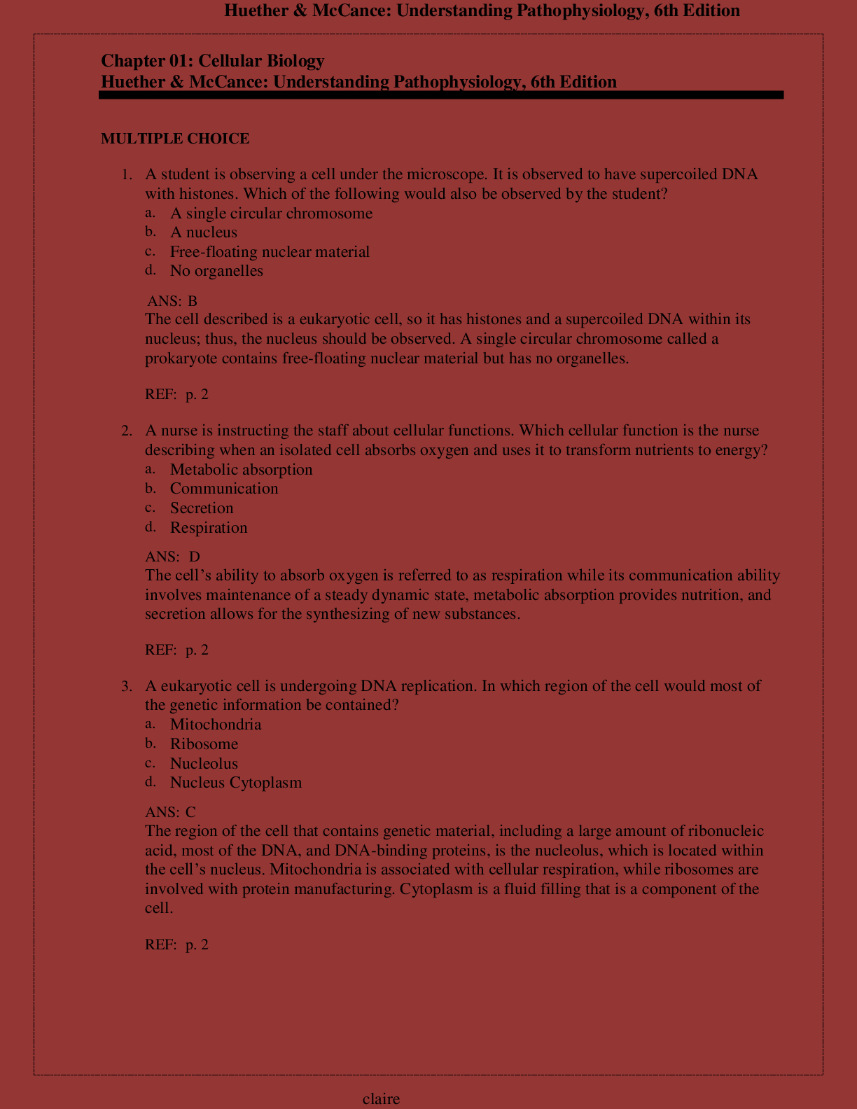 Preview image for Sue E. Huether, Kathryn L. McCance - Test Bank for Understanding Pathophysiology (6th Ed)-TestBank