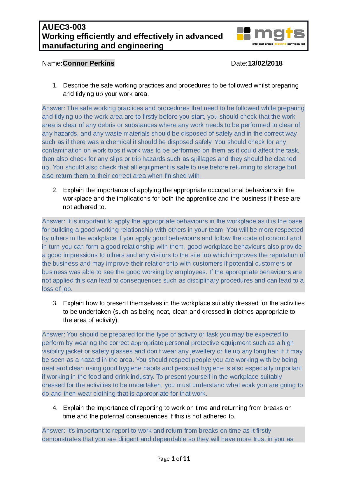 Preview image for AUEC3-003 Working efficiently and effectively in advanced manufacturing and engineering