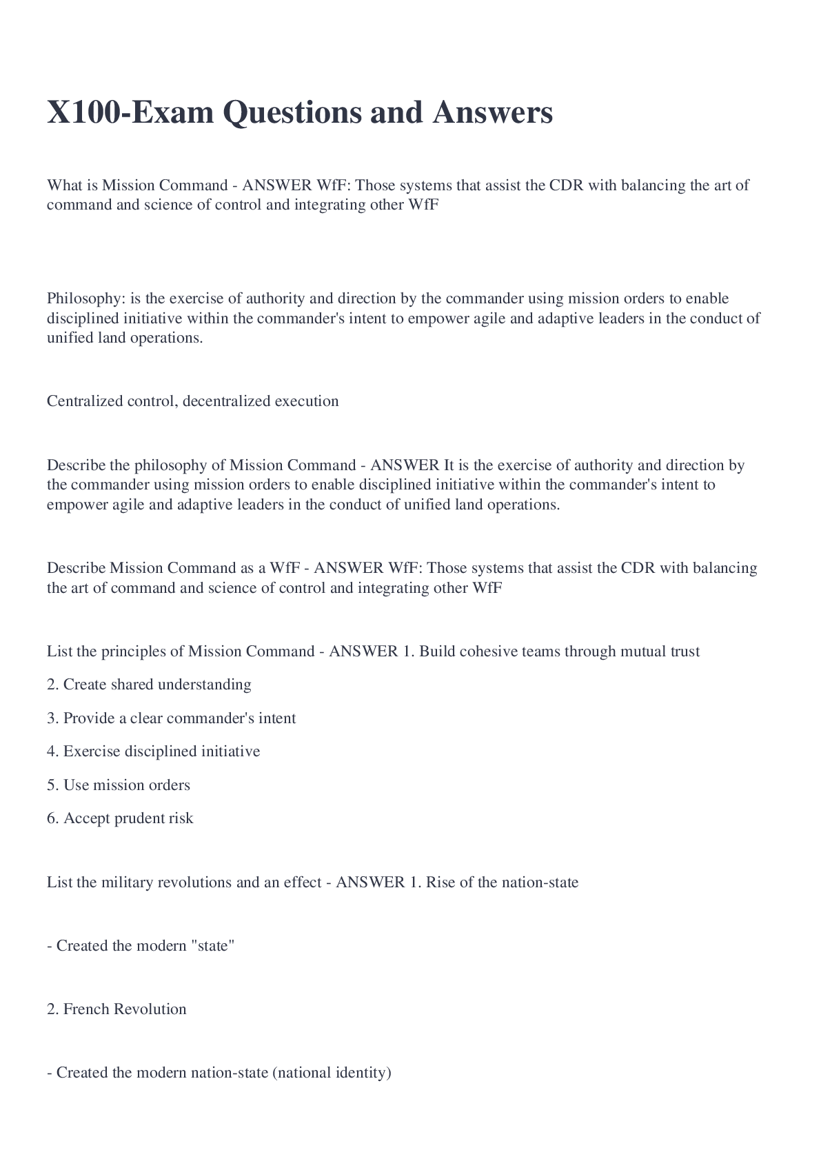 Preview image for X100-Exam Questions and Answers