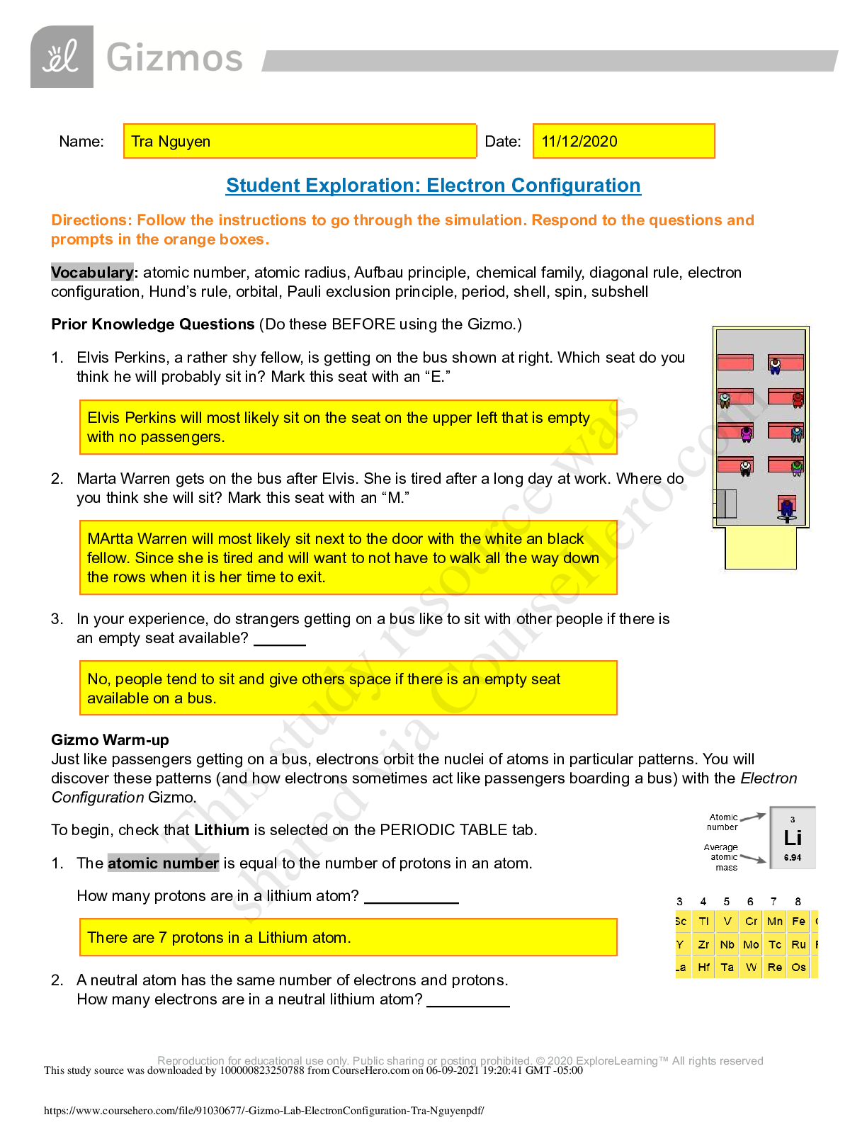 Preview image for Electron Configuration GIZMOS Student Exploration | Graded A Gizmos lab solutions.